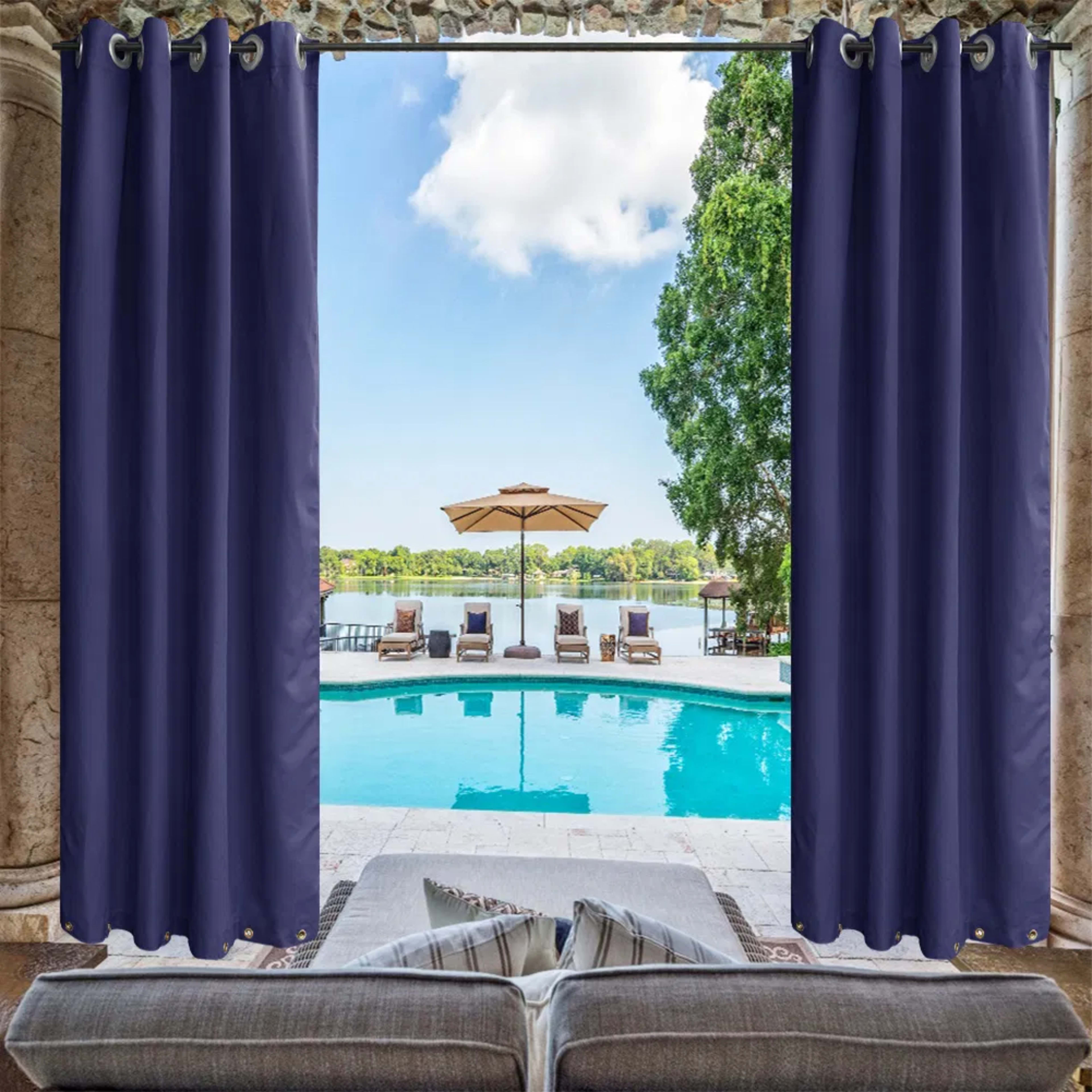 Indoor Outdoor Curtains Grommet Curtain On Top And Bottom 1 Panel