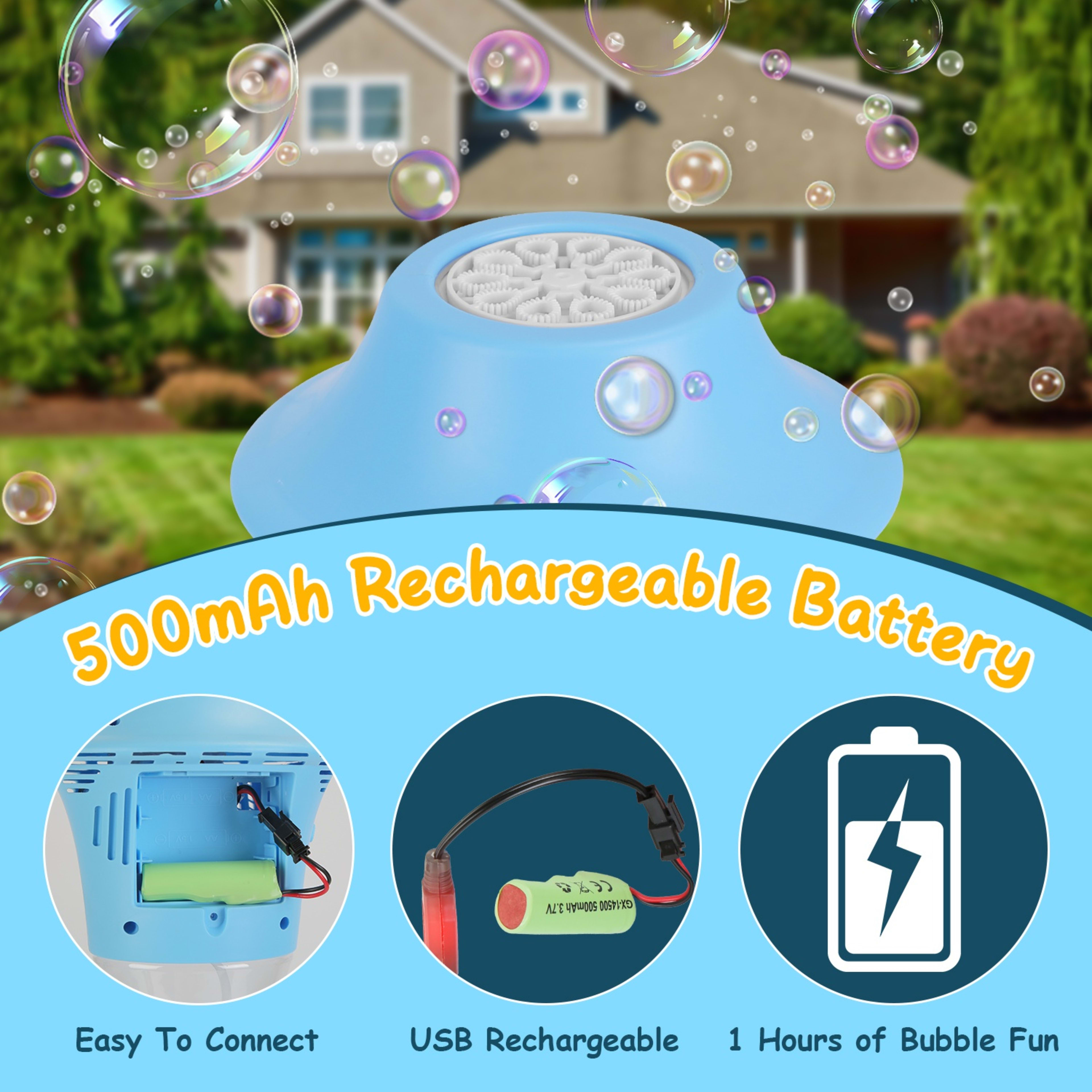 1Pc 3 In 1 Standing Bubble Machine With Colorful Lights And Music Rechargeable Bubble Maker Stand With 2 Modes 3 Adjusta 15