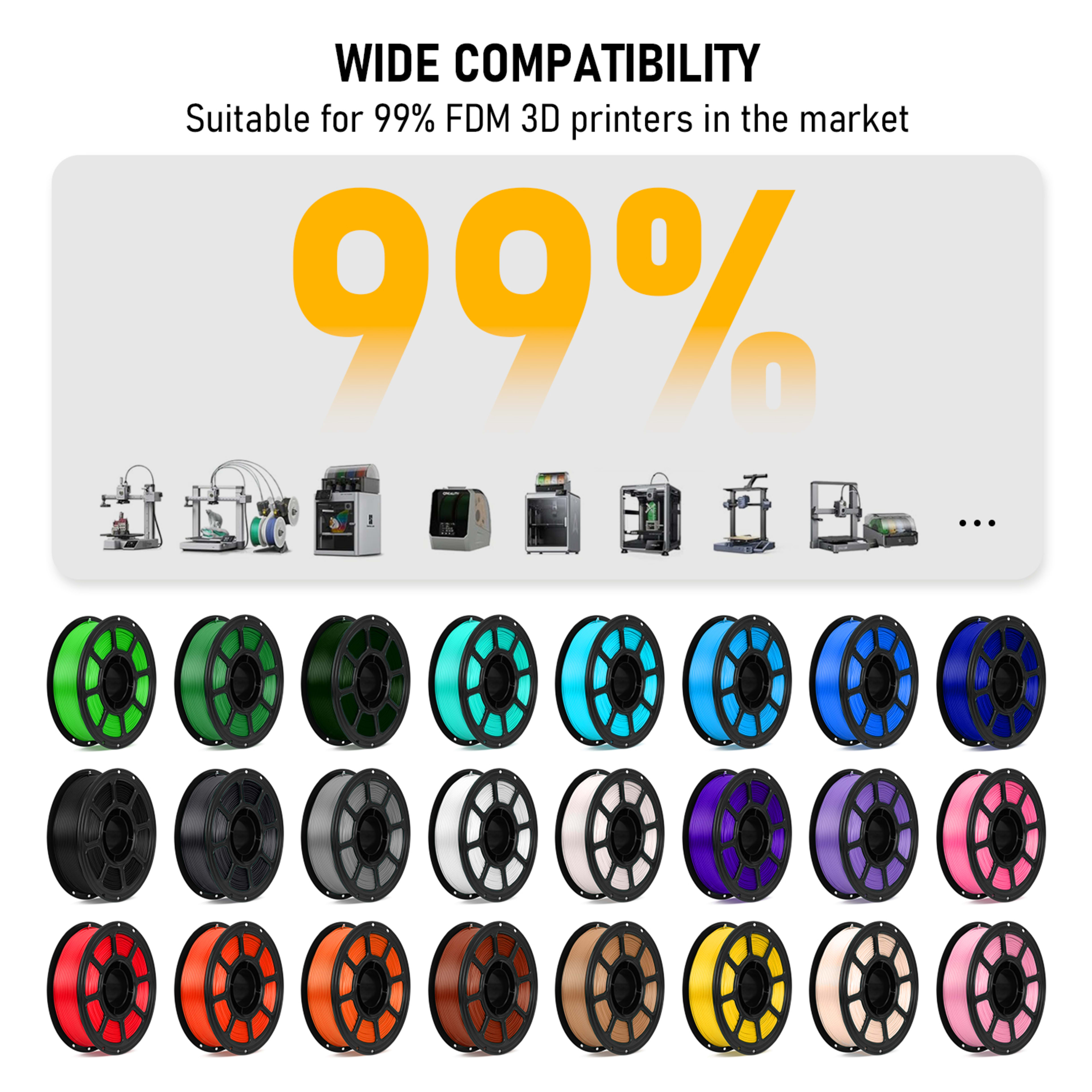 PLA 3D Printer Filament 12 Pack, 12 Colors Assorted Multicolor Filament Set, 1.75mm, 15.6kg Total Weight, Colorful Print 3