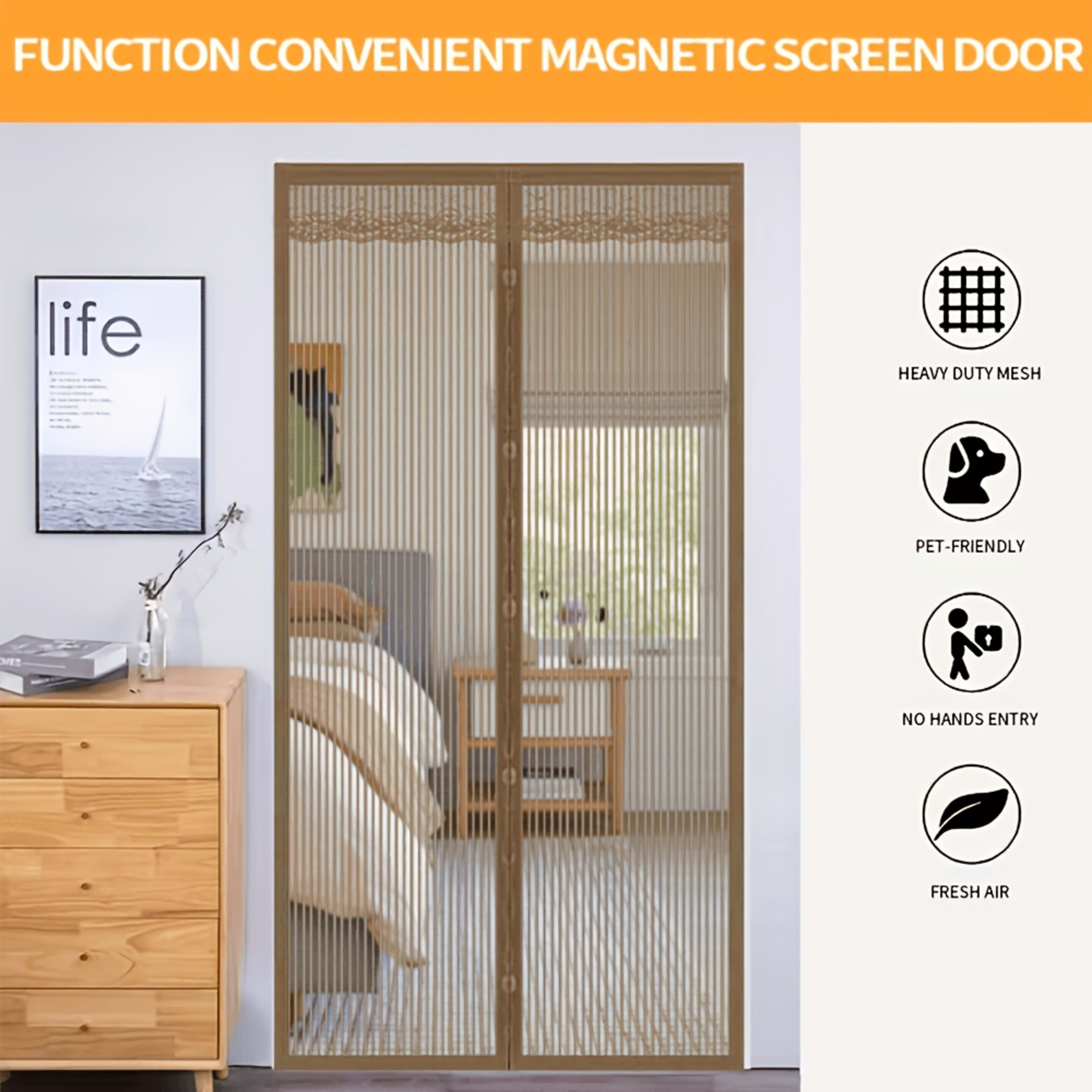 A Brown Magnetic Door Curtain, Breathable Mosquito-proof Screen For Summer, Home Living Room, Bedroom, Kitchen Decorativ 1