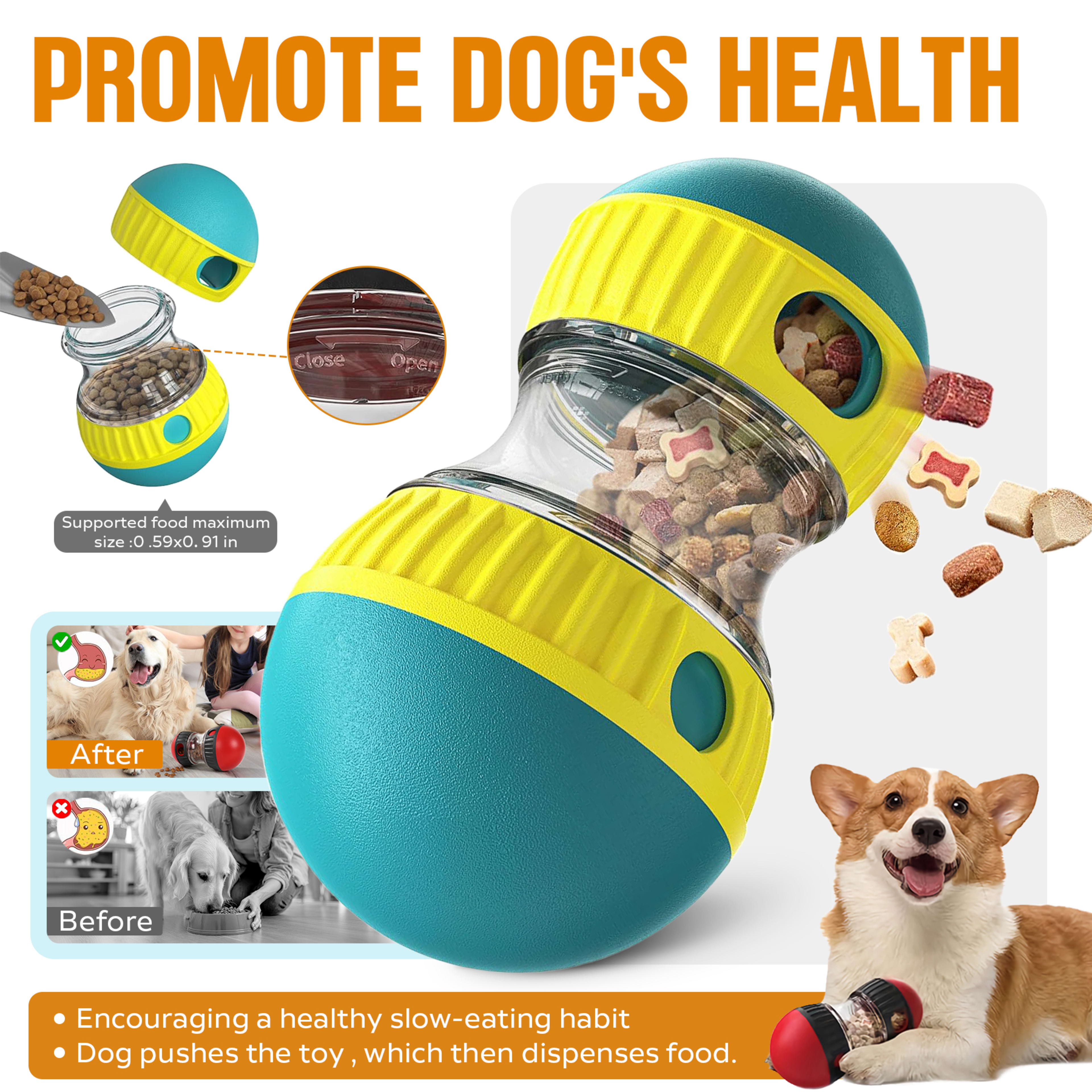 Dog Puzzle Toy, Adjustable Treat Dispensing Ball Food Dispenser Tough Slow Feeder Puppy Enrichment Training Toy Pet Inte 6
