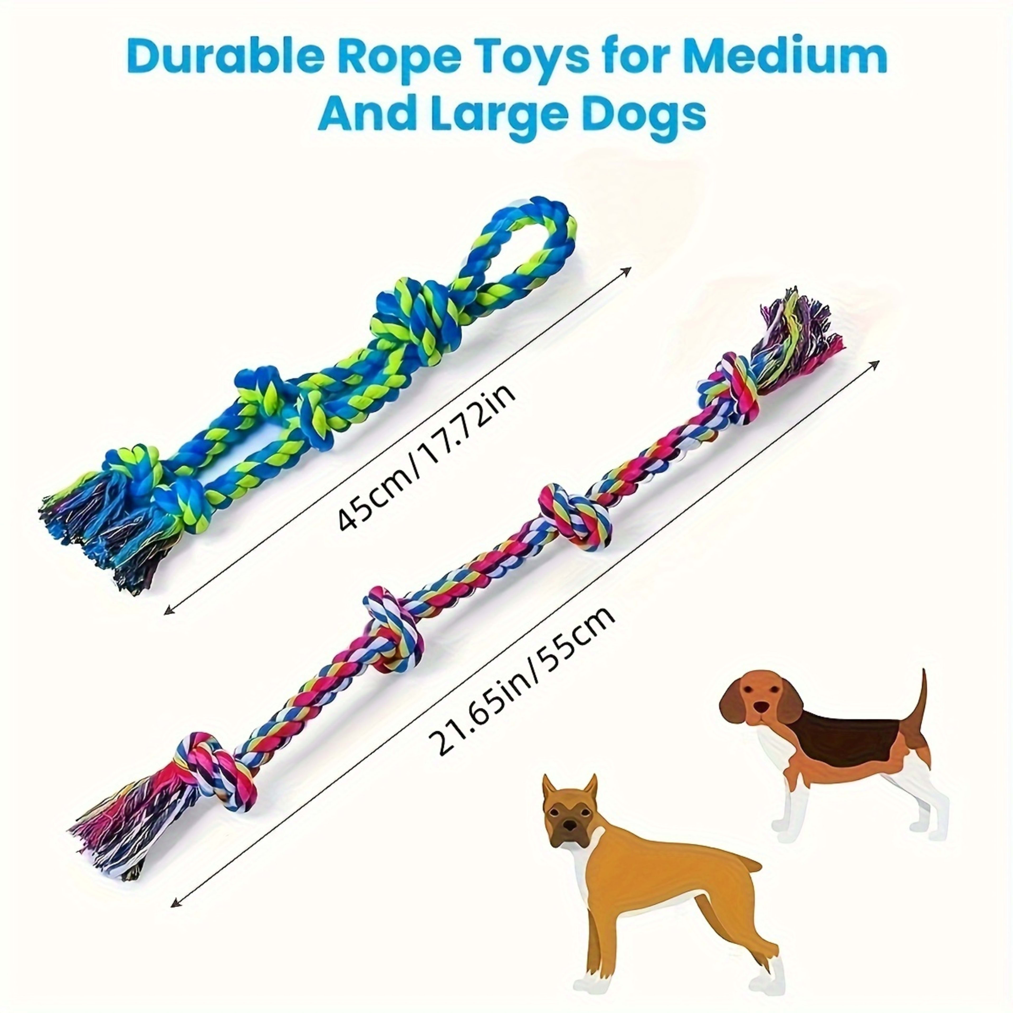 Tough Dog Rope Toys For Aggressive Chewers, Tough Tug Of War Dog Toys For Large, Medium & Small Dogs 8