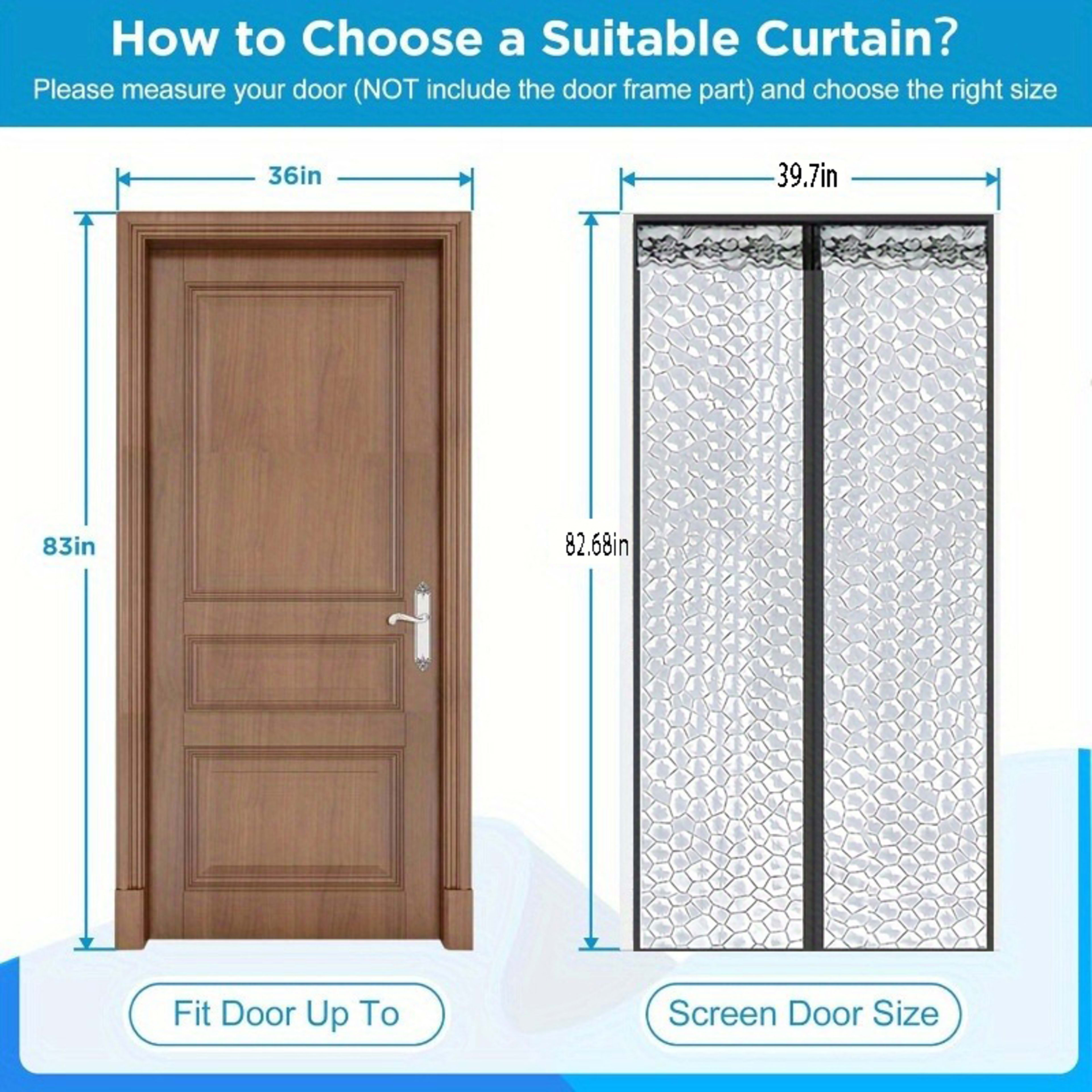 1 Black Lace Air Conditioner Door Curtain With Magnetic Closure, Seals For Insulation And Keeps Out Mosquitoes And Flies 8