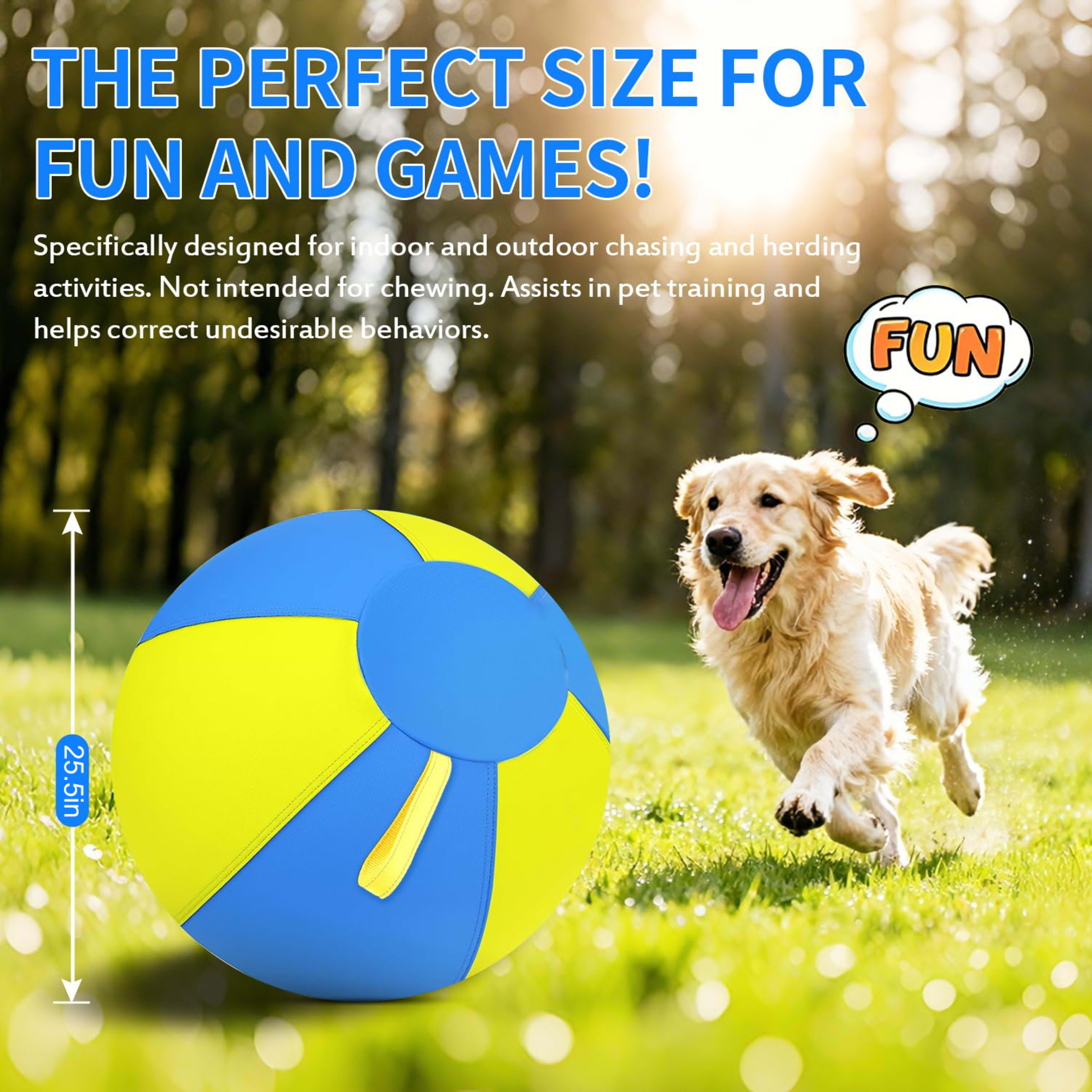 Herding Ball For Dogs, 25 Inch Large Dog Ball Toy With Handles, Anti Burst Interactive Toy For Large Breeds, German Shep 3