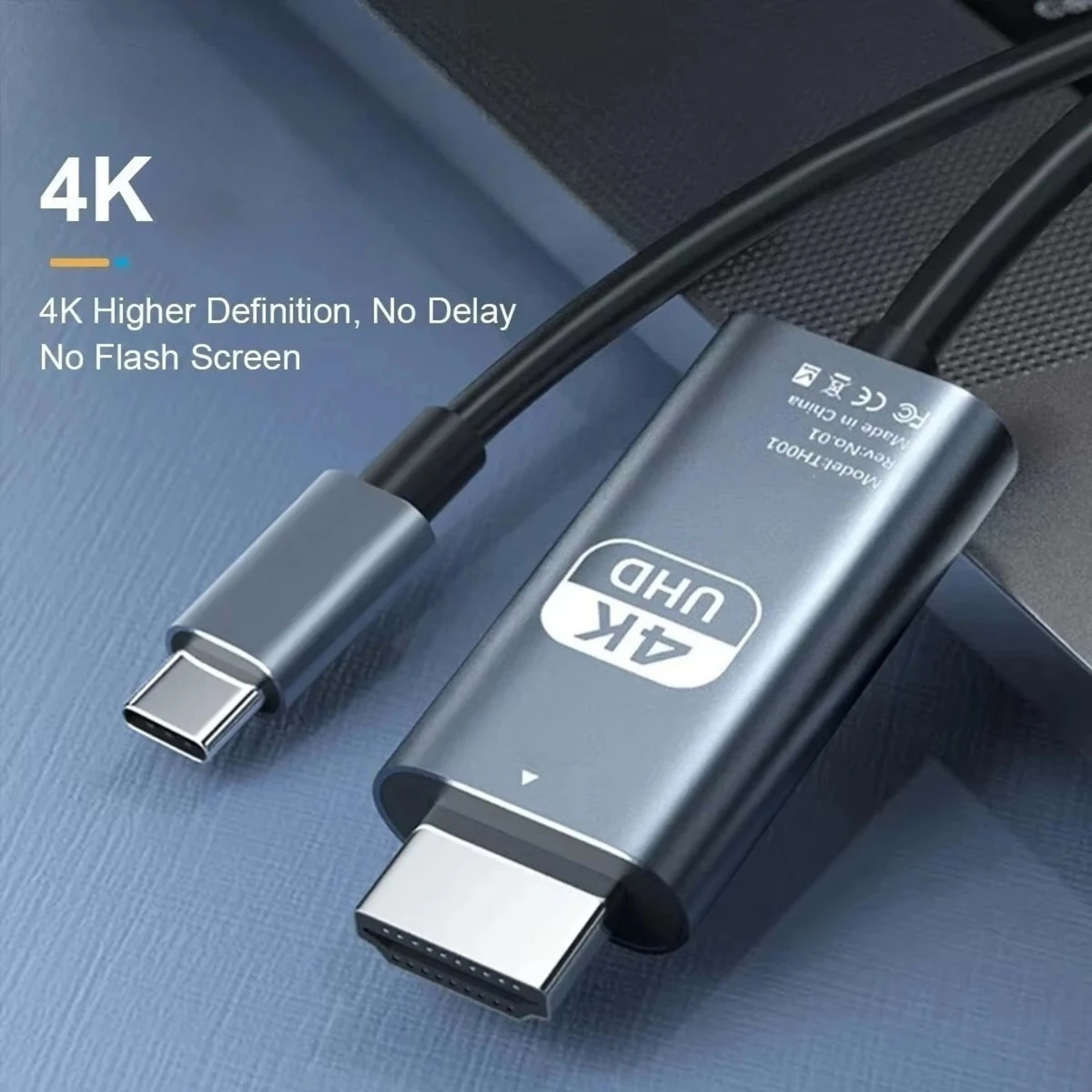 4K HD Video Conversion Cable Type C To HDTV, Same Screen, Cable For TV And Computer, 2 Meters, Braided Projection Cable 6