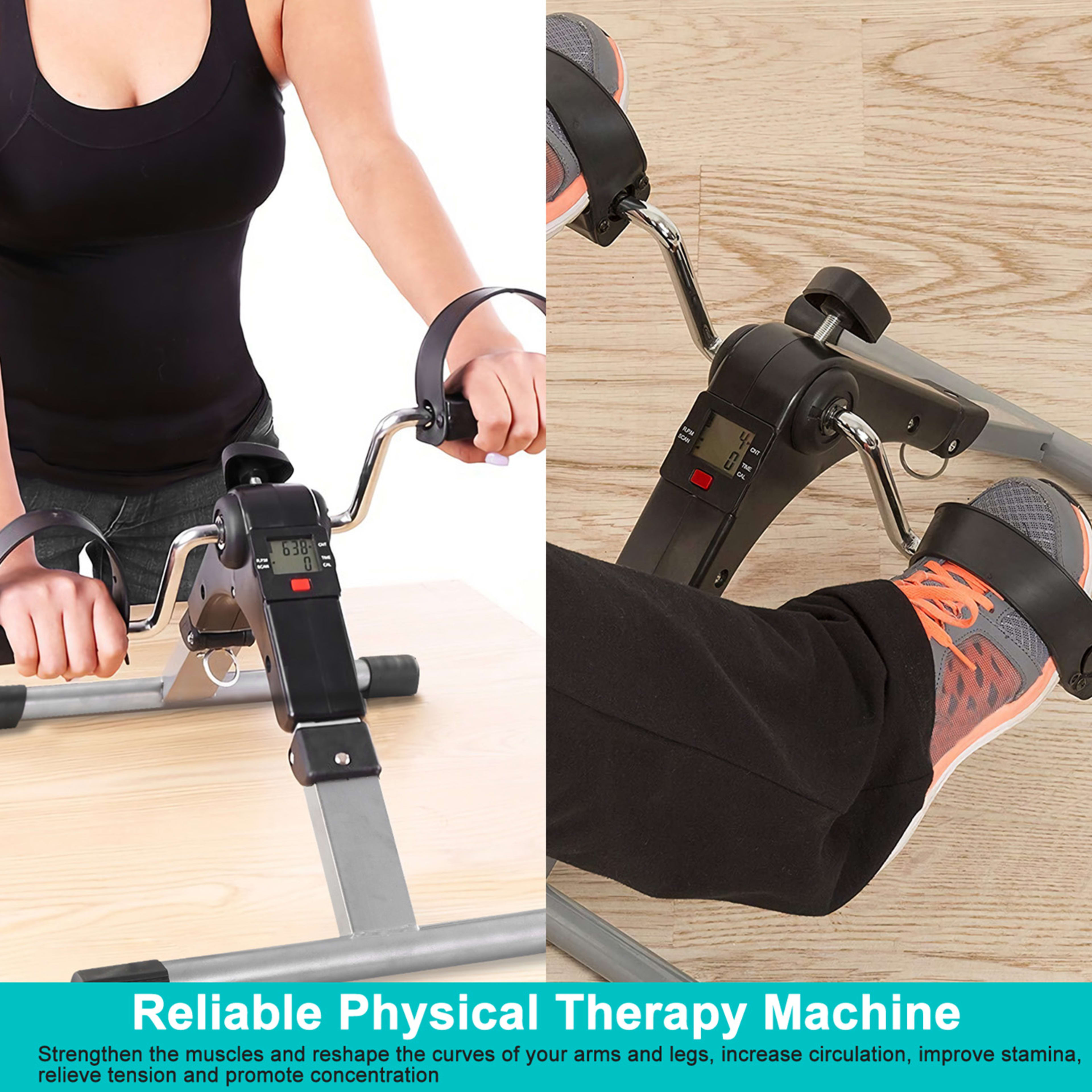 1Pc Foldable Exercise Bike Pedal Fitness Exerciser Cycle Bike  LCD Display Mini Pedal Exerciser For Leg Arm Physical The 12