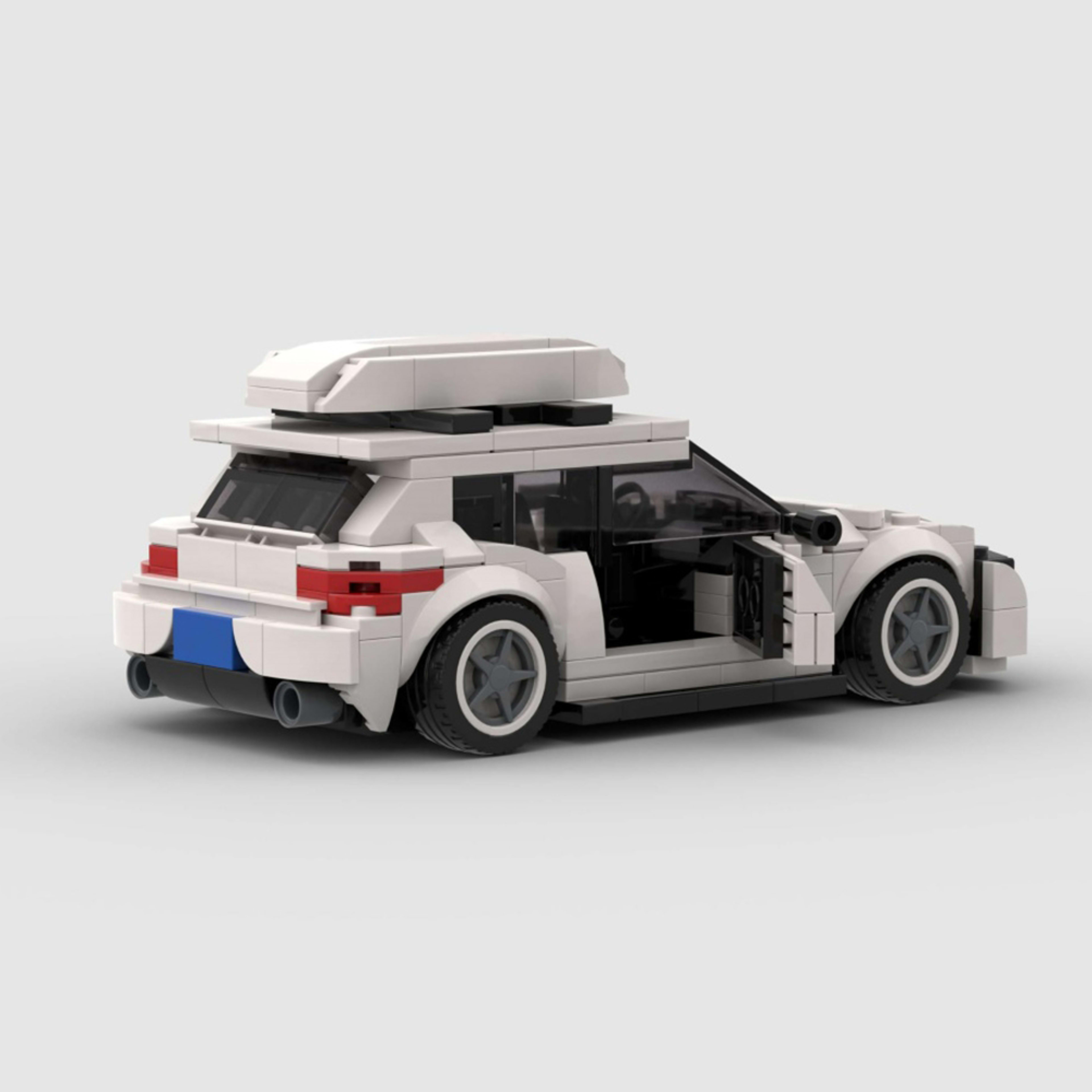 340PCS City Car White Hatchback Building Blocks With Roof Box, Modern Compact Wagon Car Toy Kit For Kids And Adults, Col 3