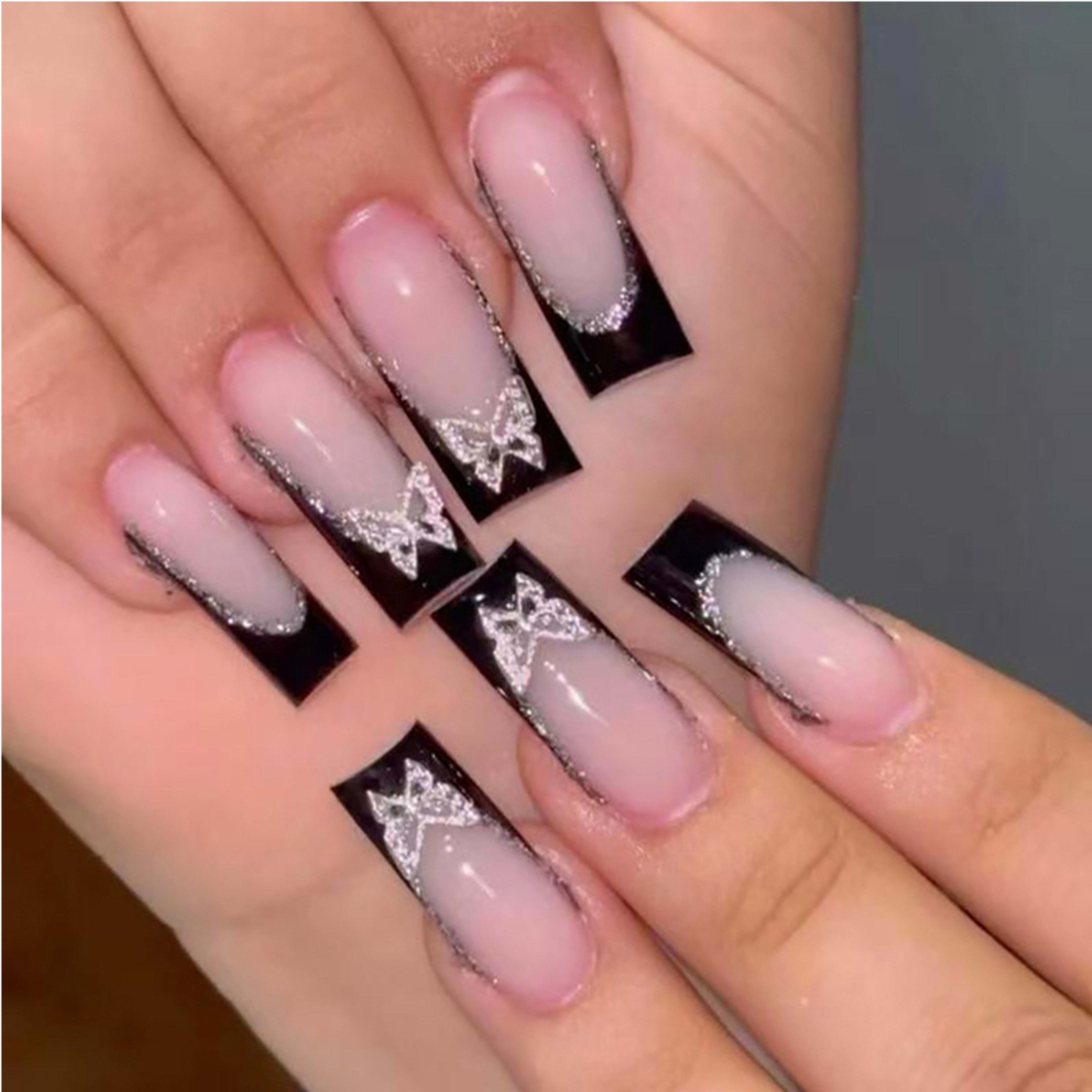 24 PCS Black P Ink Butterfly Nail Art 6