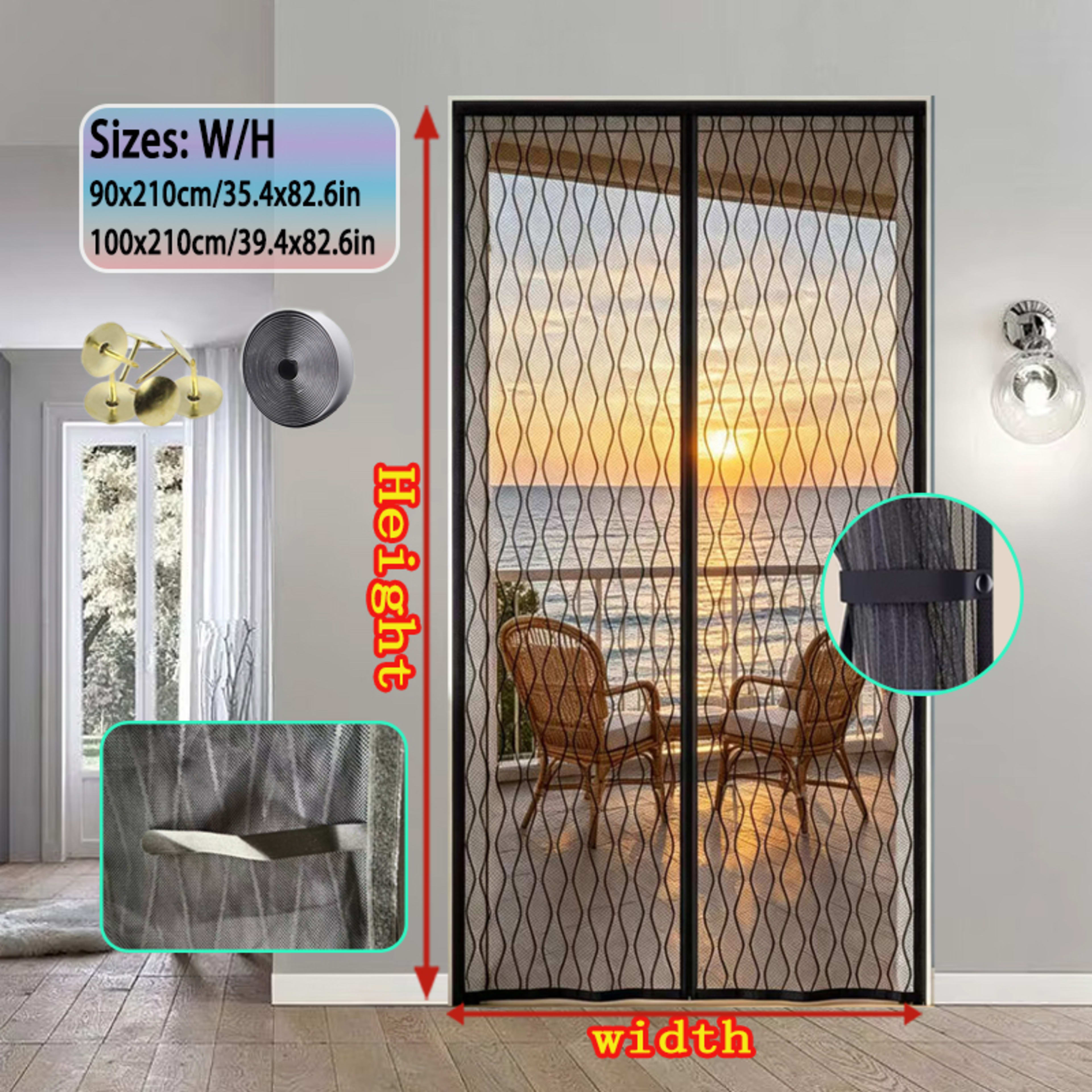 A Magnetic Mosquito-proof Door Curtain With Fine Vertical Wavy Mesh Material That Effectively Keeps Mosquitoes Away Whil 3