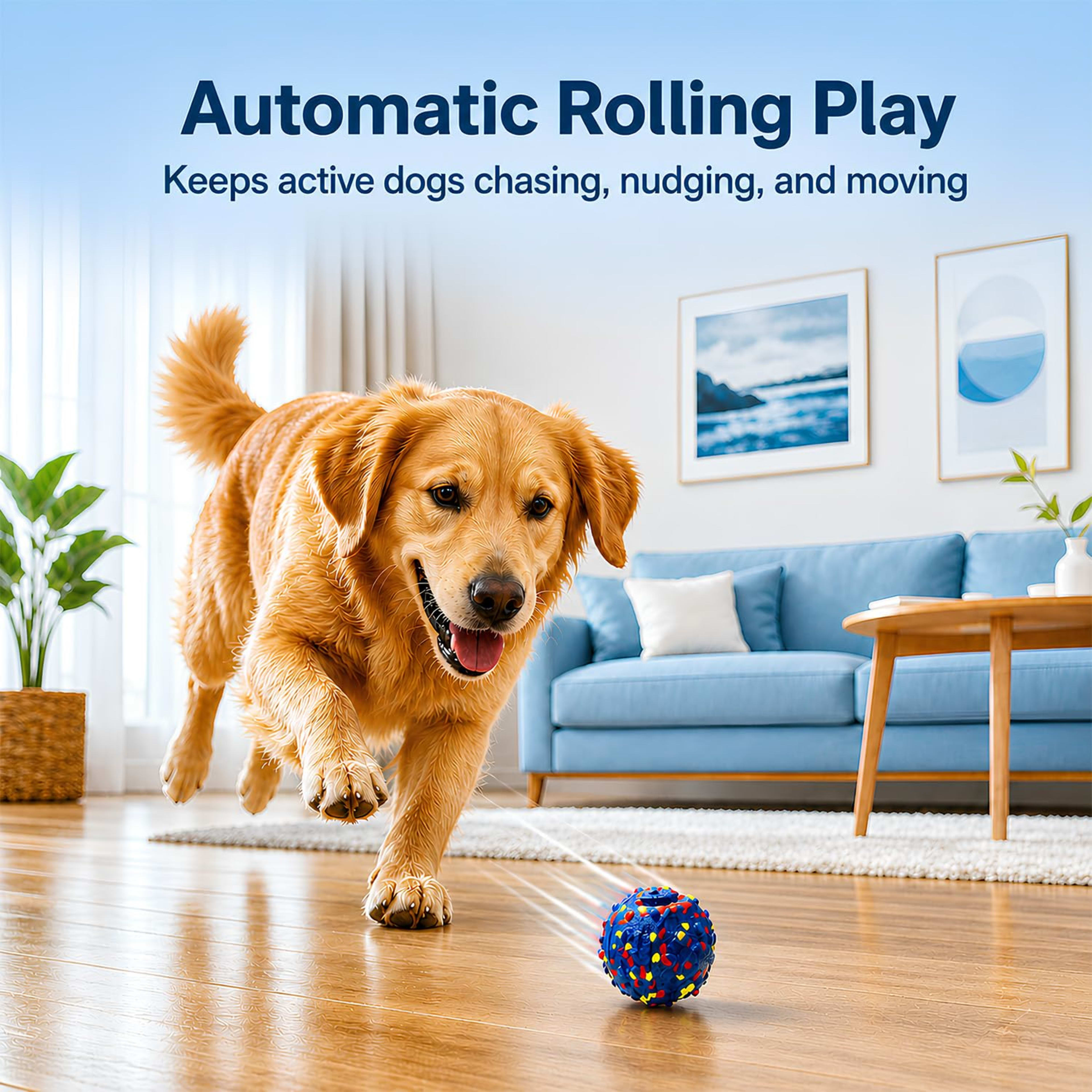 Smart Interactive Dog Toys For Large Dogs, 3.1 Inch Auto Lightweight Moving Dog Toy, Chew-Resistant E-TPU Interactive Do 6