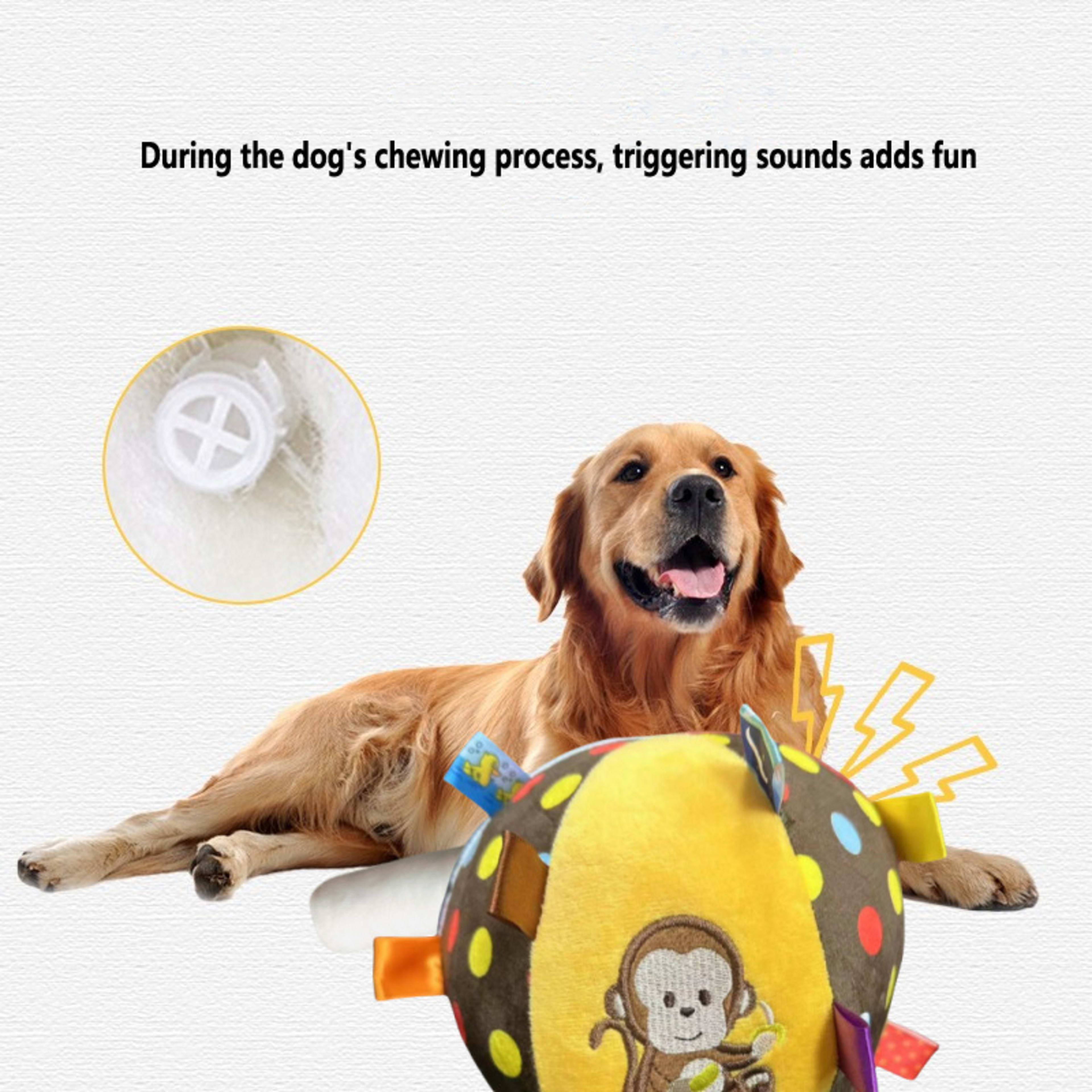 Plush Dog Sound Ringing Ball, Interactive Pet Toy, Teeth Cleaning, Chewing Toy, Big Dog, Little Dog 3