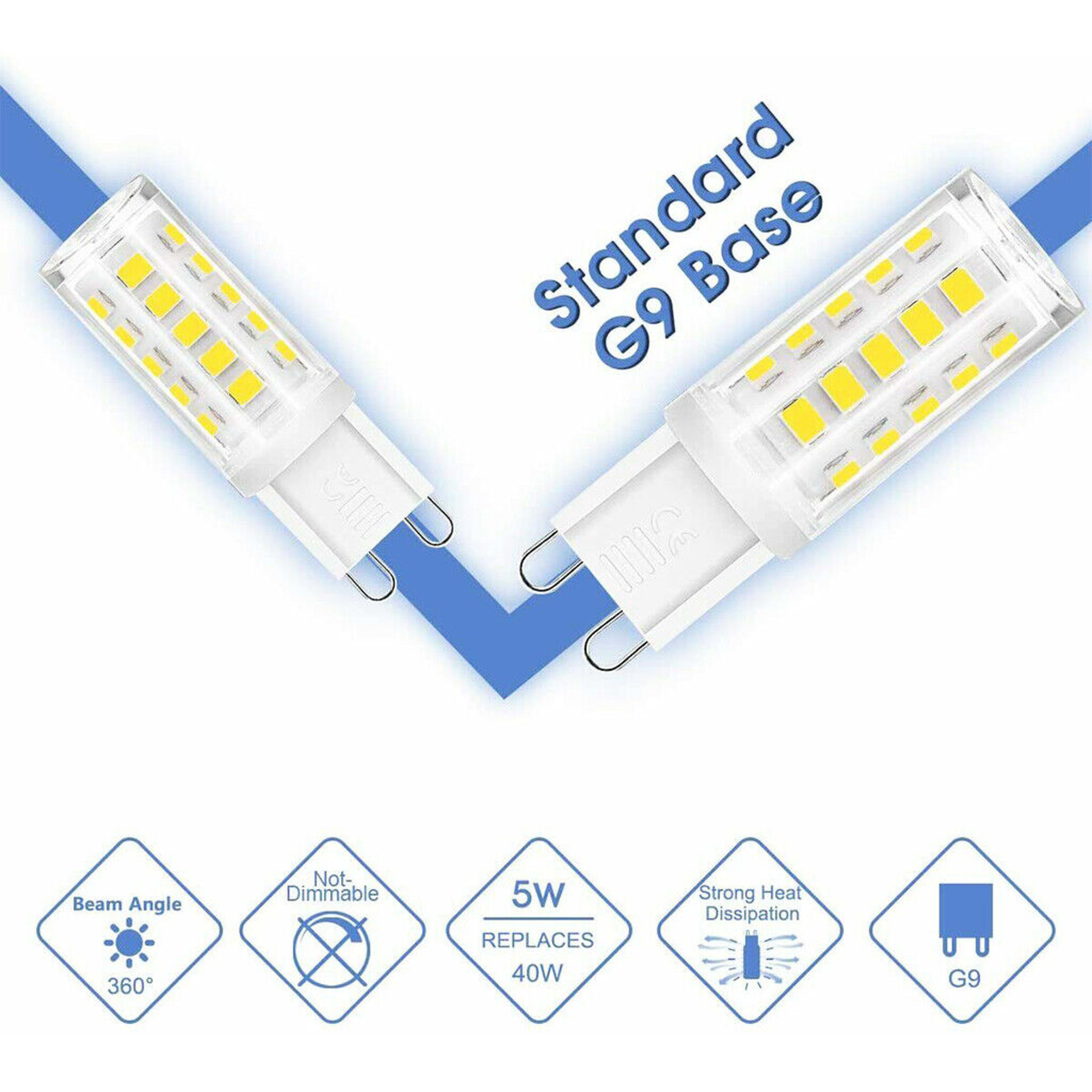 10 X G9 LED BULB 5W COOL WHITE CAPSULE LAMP REPLACE 40W HALOGEN LIGHT BULBS 230V 5