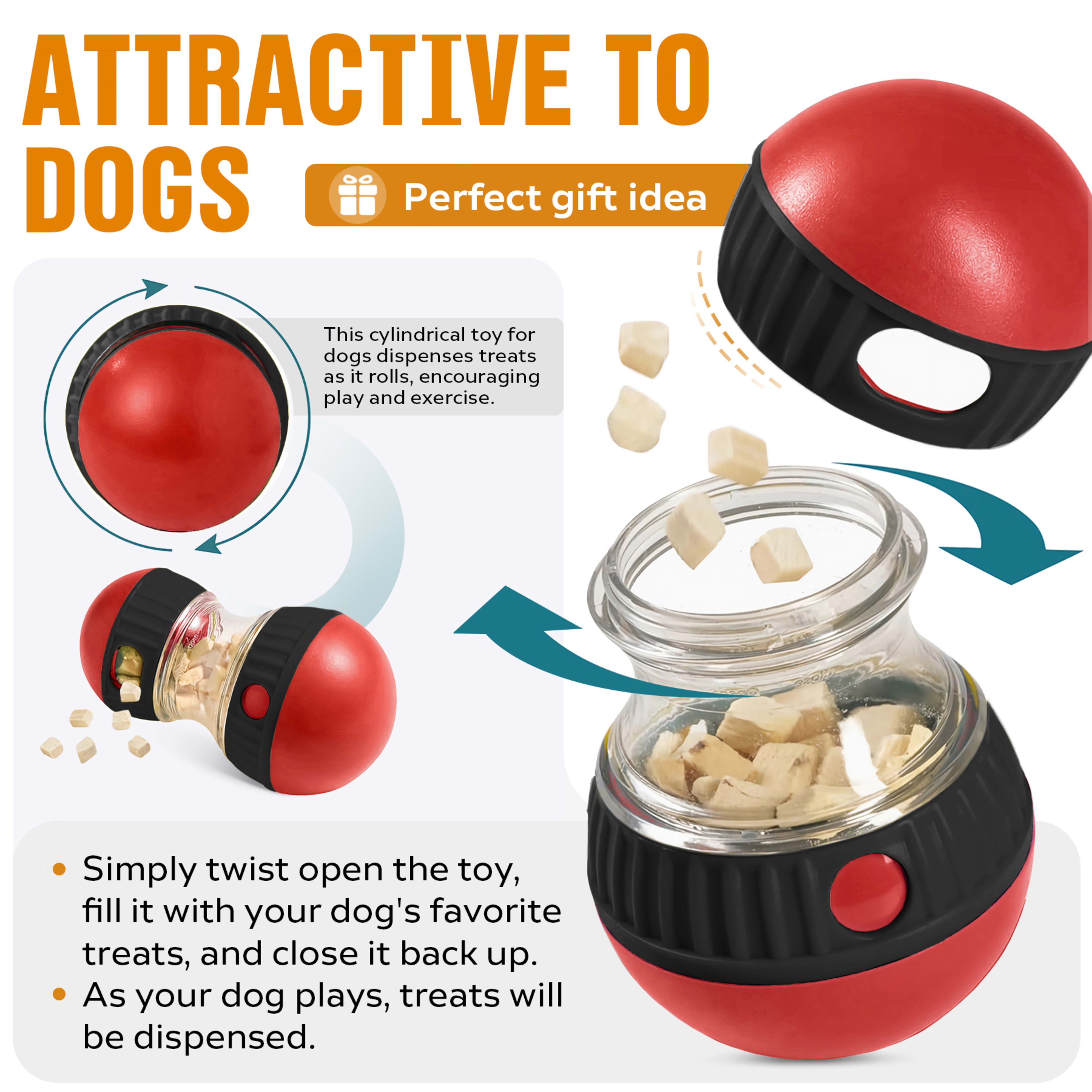 Dog Puzzle Toy, Adjustable Treat Dispensing Ball Food Dispenser Tough Slow Feeder Puppy Enrichment Training Toy Pet Inte 7