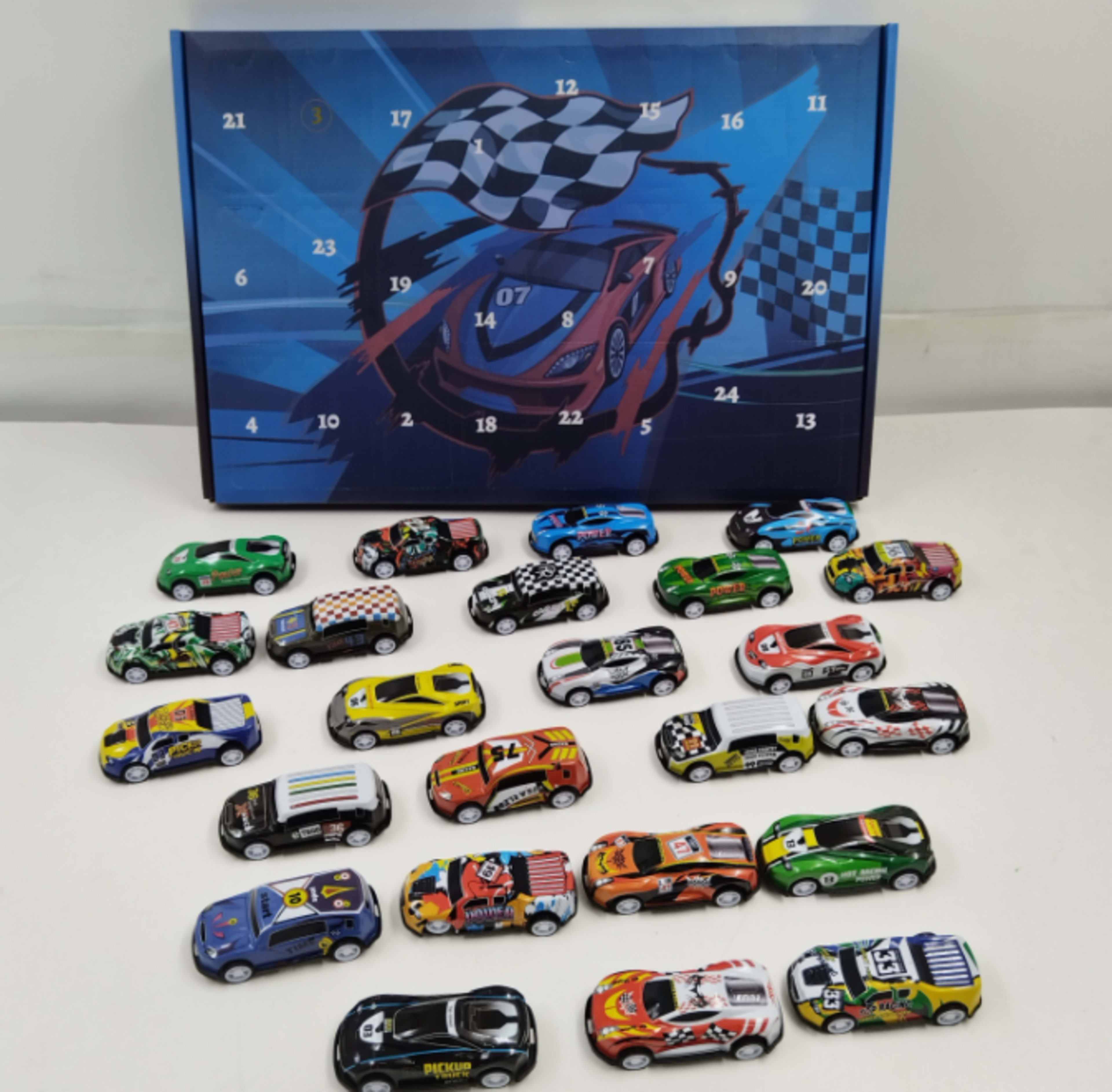 Race Car Advent Calendar 2026, 24 Days Countdown Blind Box With Mini Pull-Back Toy Cars, Racing Themed Surprise Gift Set