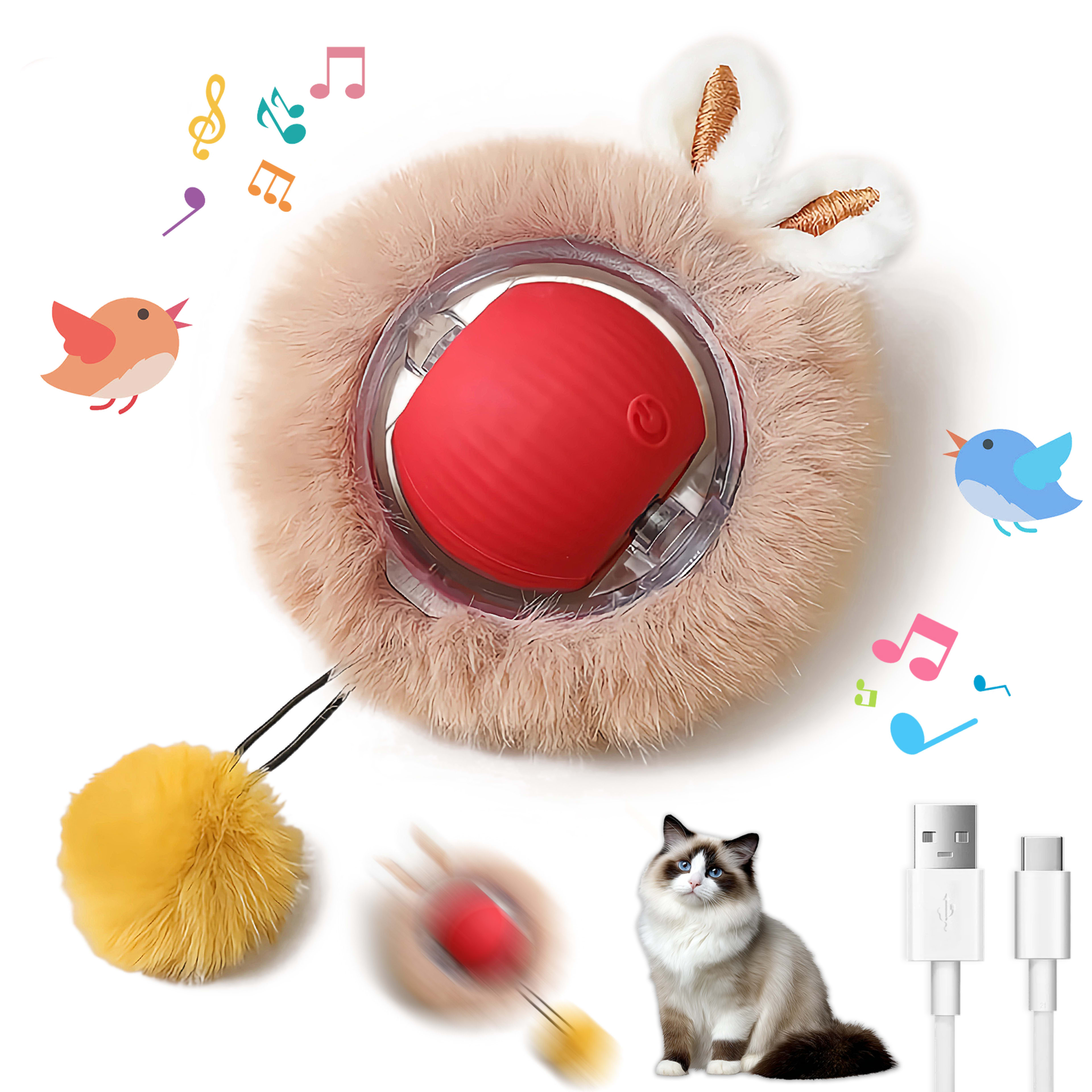 Interactive Toys Ball For Cats, Dog,Agile Moving Cat Ball ,Motion Activated Automatic Moving Ball With Lights,with Fluff 6