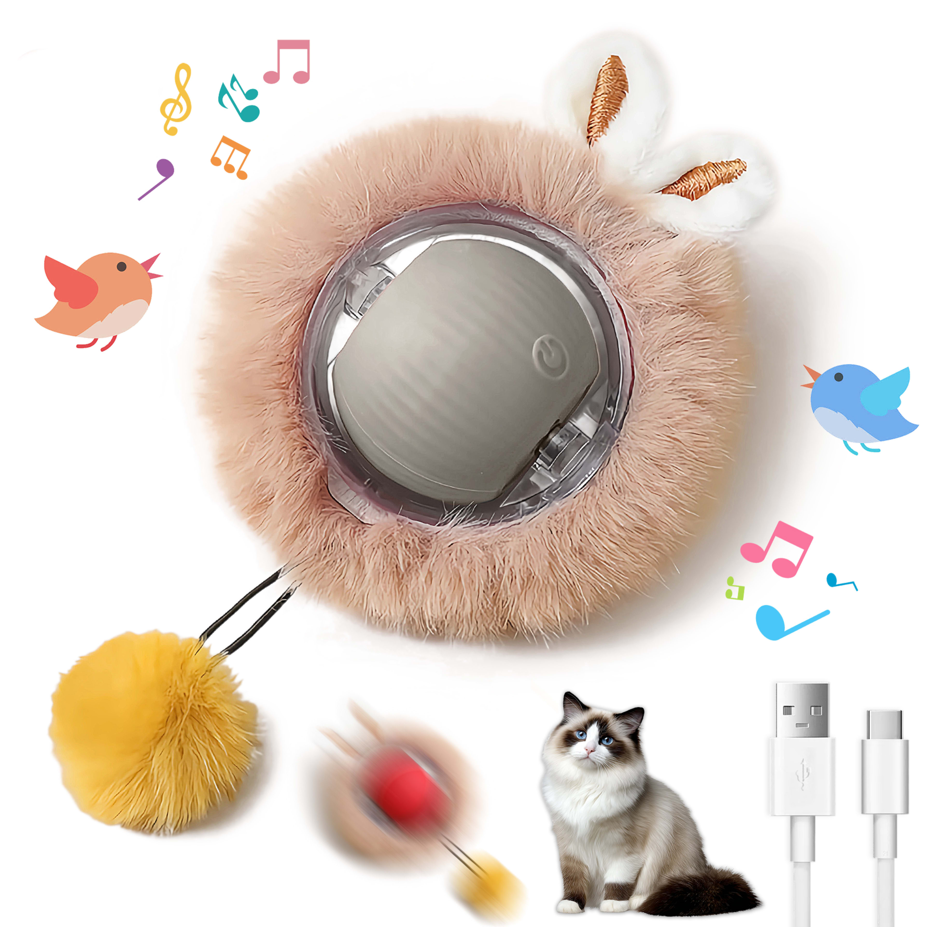 Interactive Toys Ball For Cats, Dog,Agile Moving Cat Ball ,Motion Activated Automatic Moving Ball With Lights,with Fluff 8
