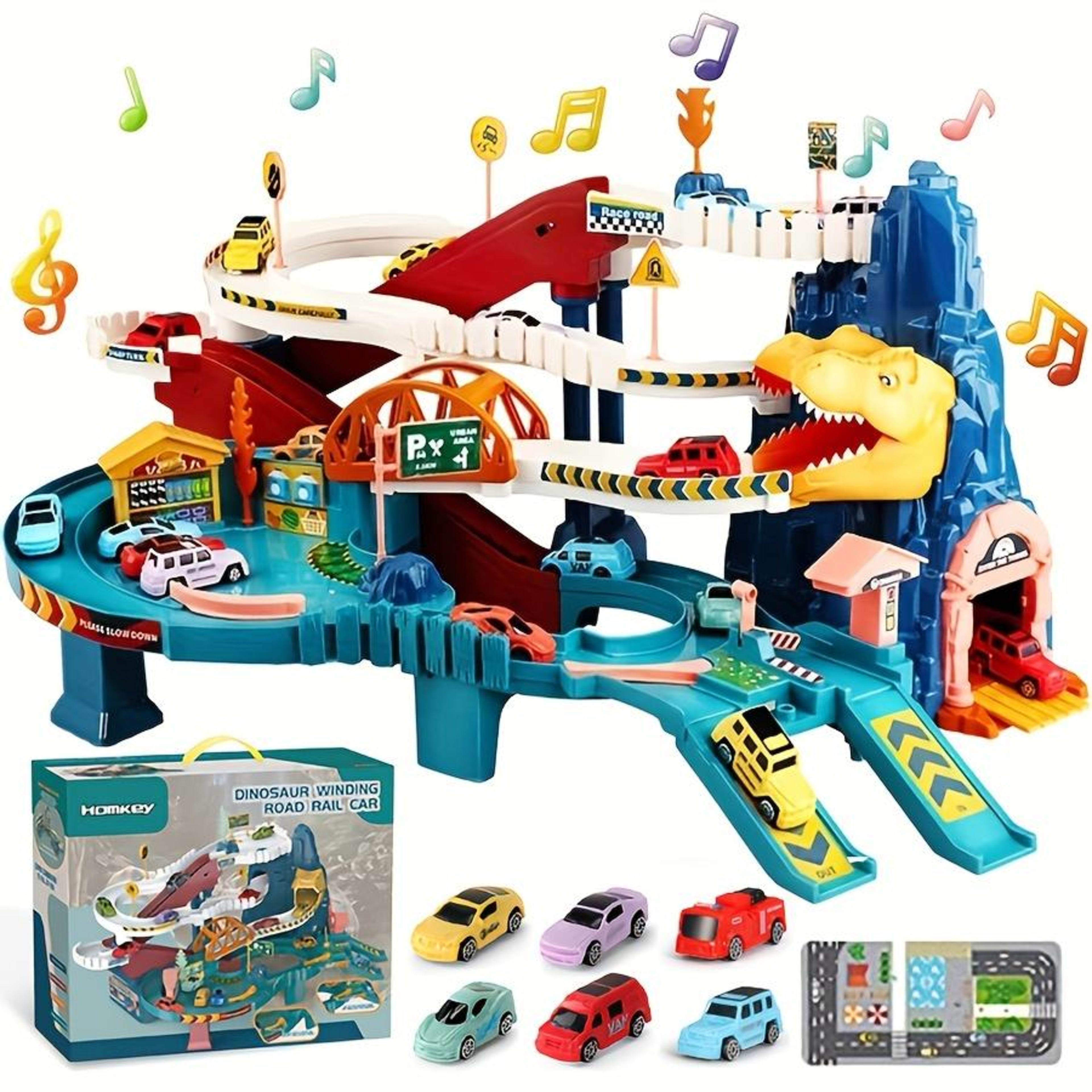Dinosaur Mountain Adventure Track Toy Set Includes Roller Coaster, Mini Car, And Screwdriver In-Store Pickup Only 11