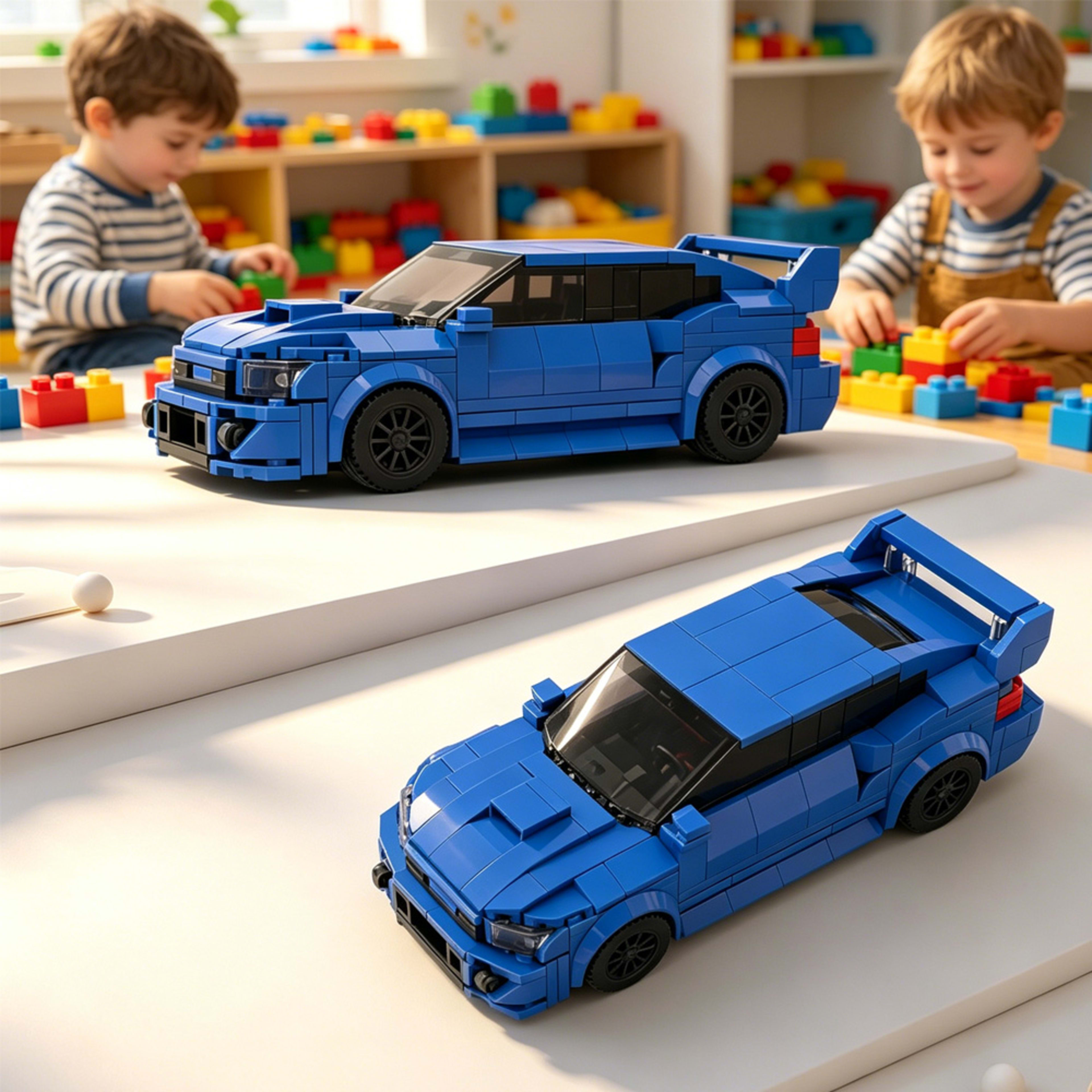 303PCS Blue JDM Rally Car Building Blocks, WRX STI Inspired Sports Sedan Toy With Rear Wing Kit For Kids 6 And Adults ,C