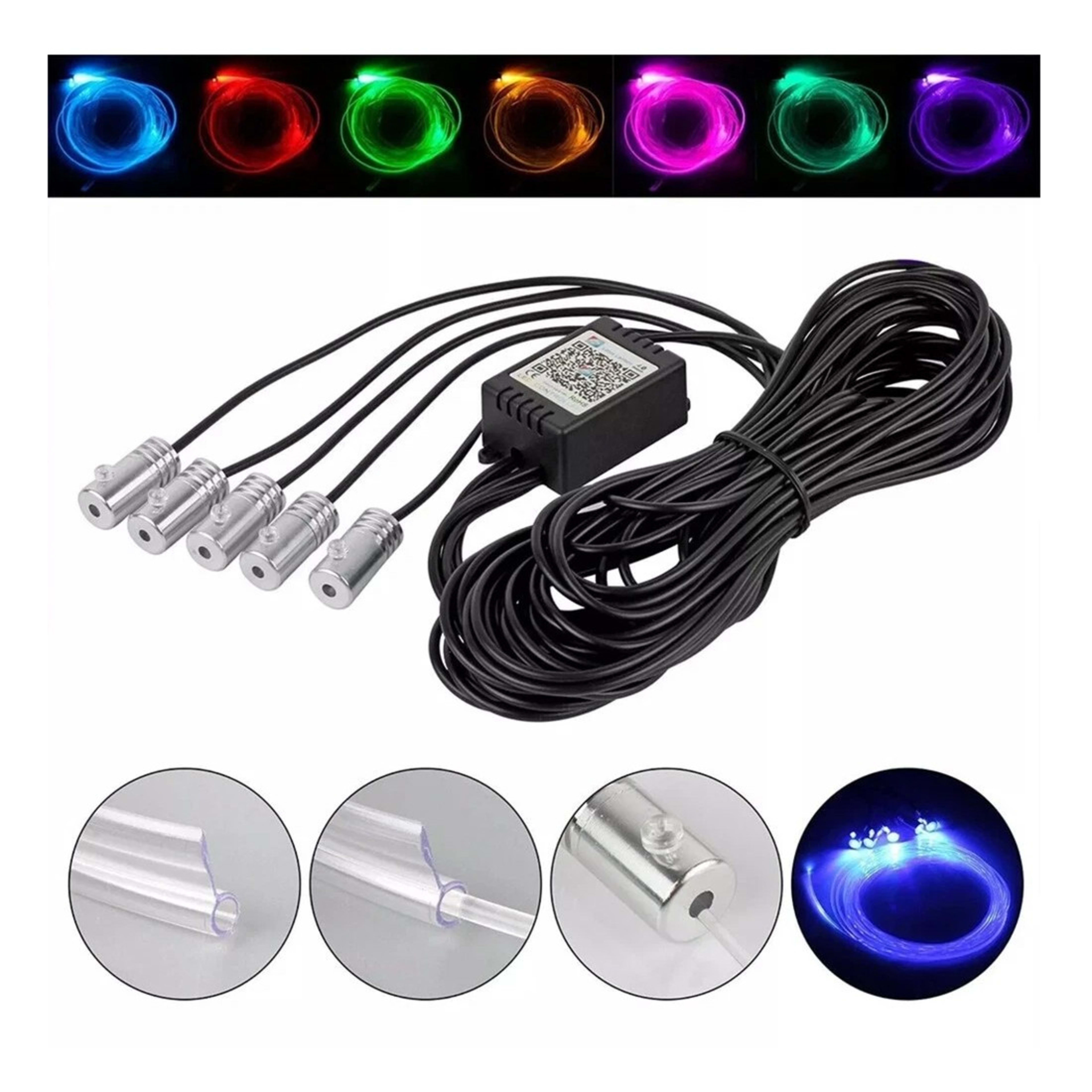APP Control 5-In-1 RGB LED Interior Strip Light Car Ambient Atmosphere Lighting