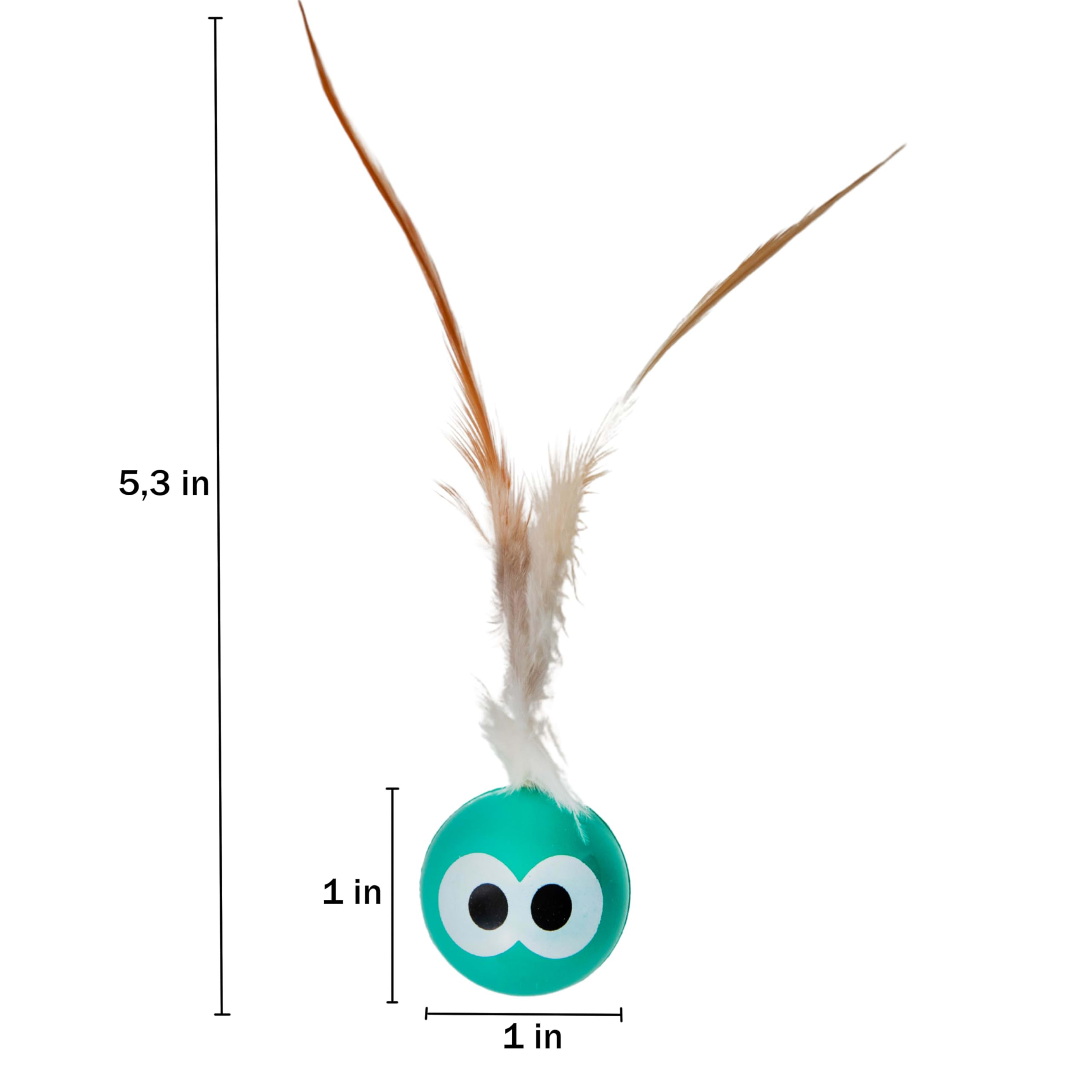 Bouncing Balls Cat Toy With Feather - Interactive Cat Bouncing Ball With Tail, Bouncing Cat Toy For Indoor Cats & Playfu 3