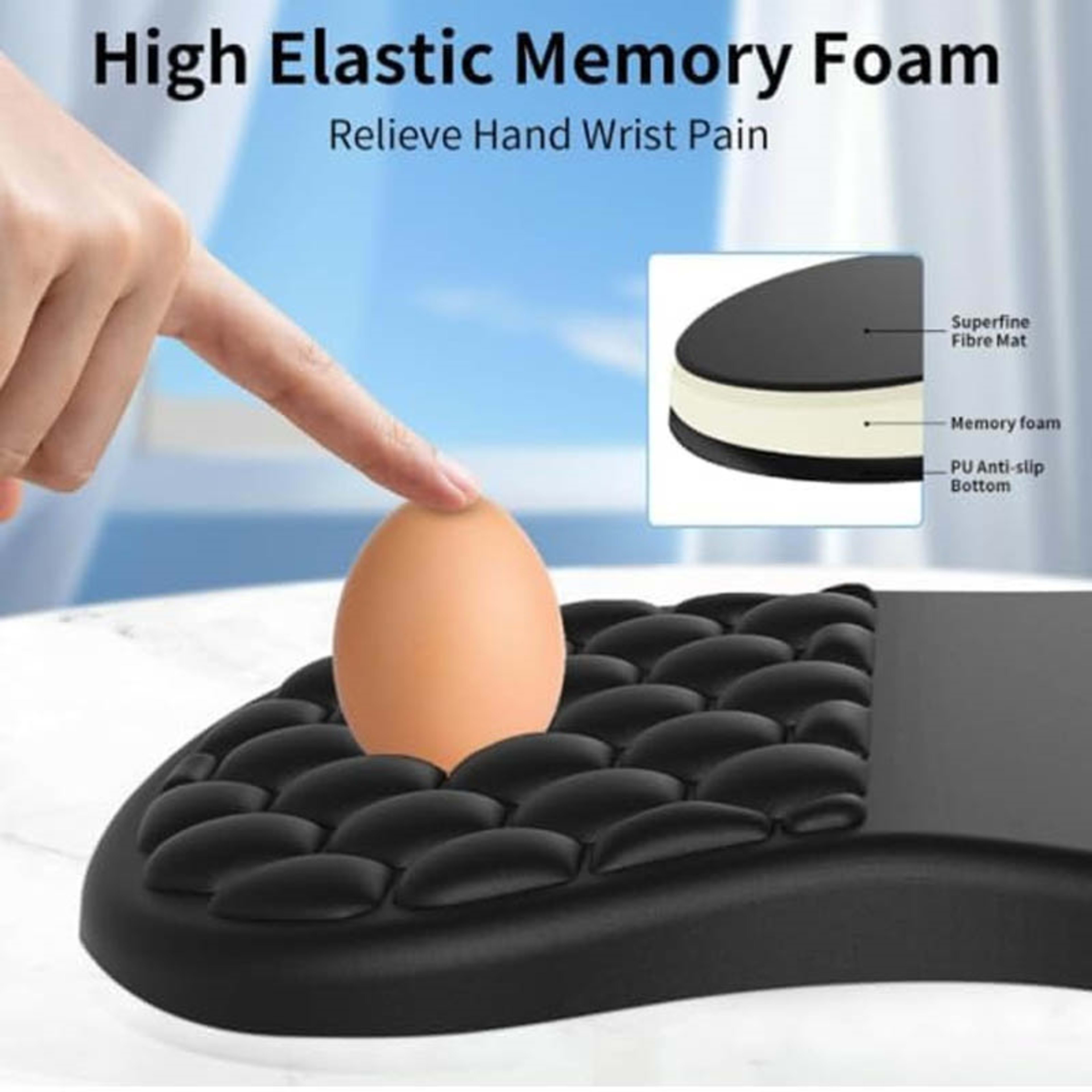 Ergonomic Memory Foam Mouse Pad, Non-Slip Comfortable Wrist Support 6
