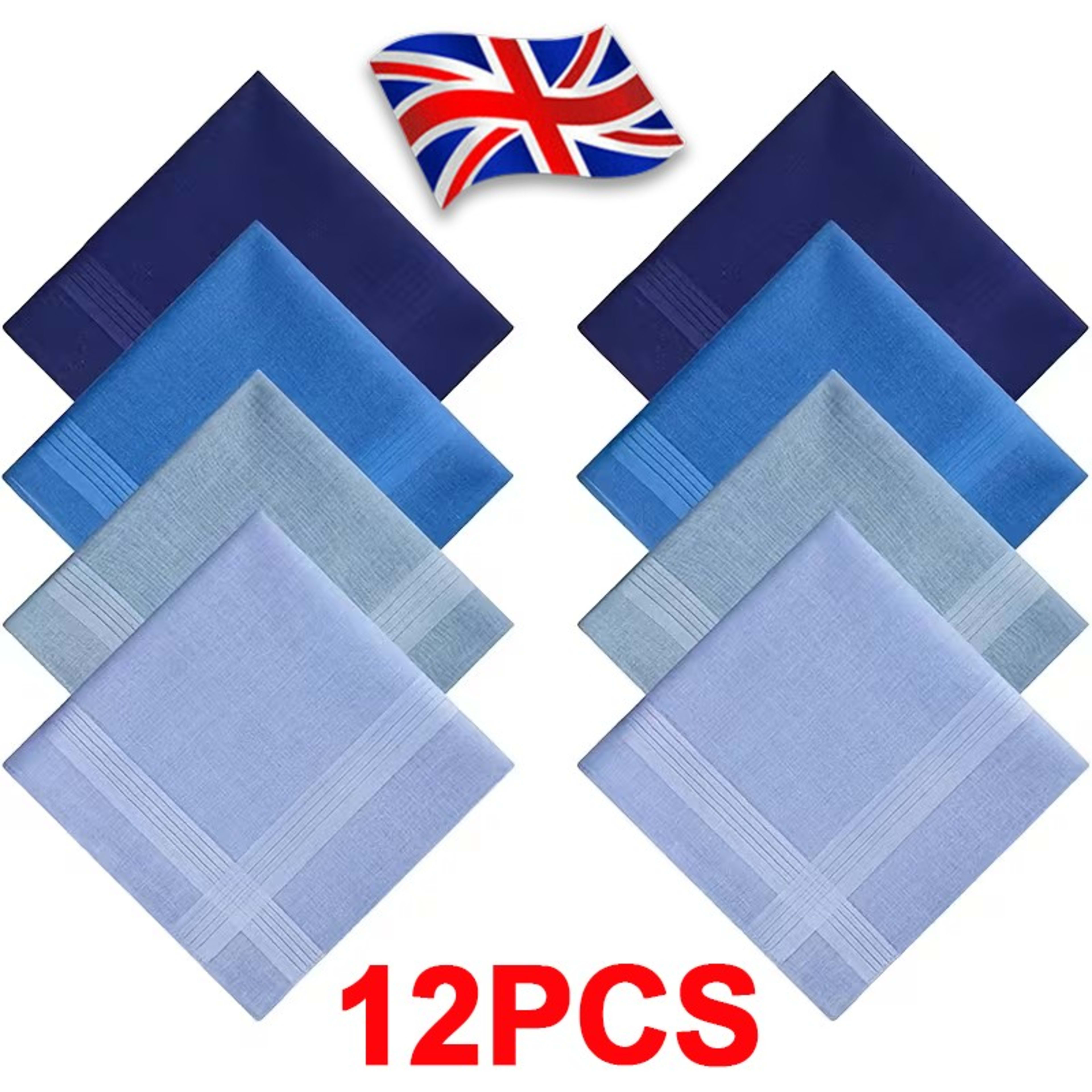 Men'S Cotton Gents Hankies Set, 12 Pack Large Handkerchiefs, Premium Pocket 6
