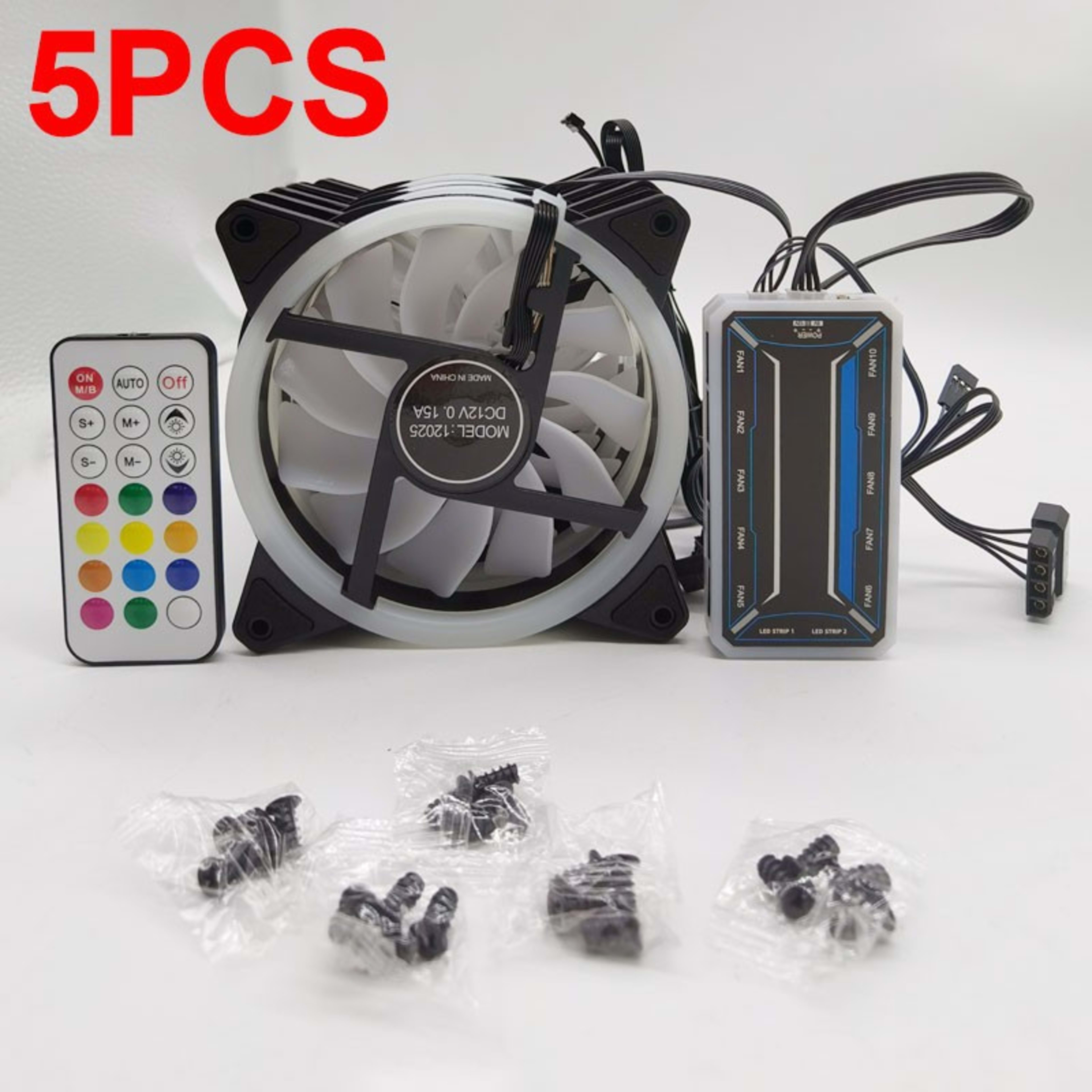 5pcs Desktop RGB Fans PC 120mm LED Cooling Fans With Remote And Controller New 3