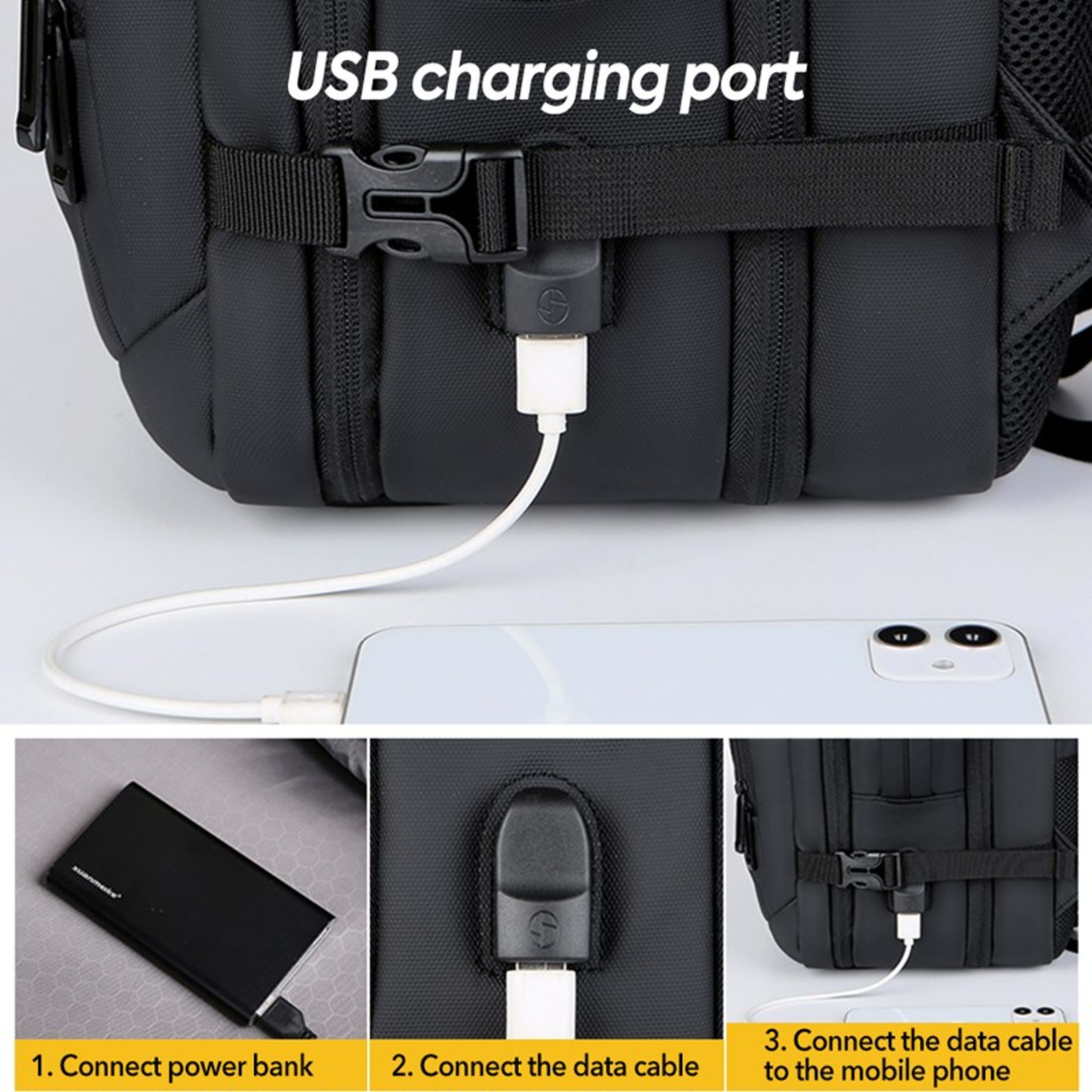 Men 18 Inch Expandable Backpack USB Port Laptop Rucksack Waterproof School Bag 10