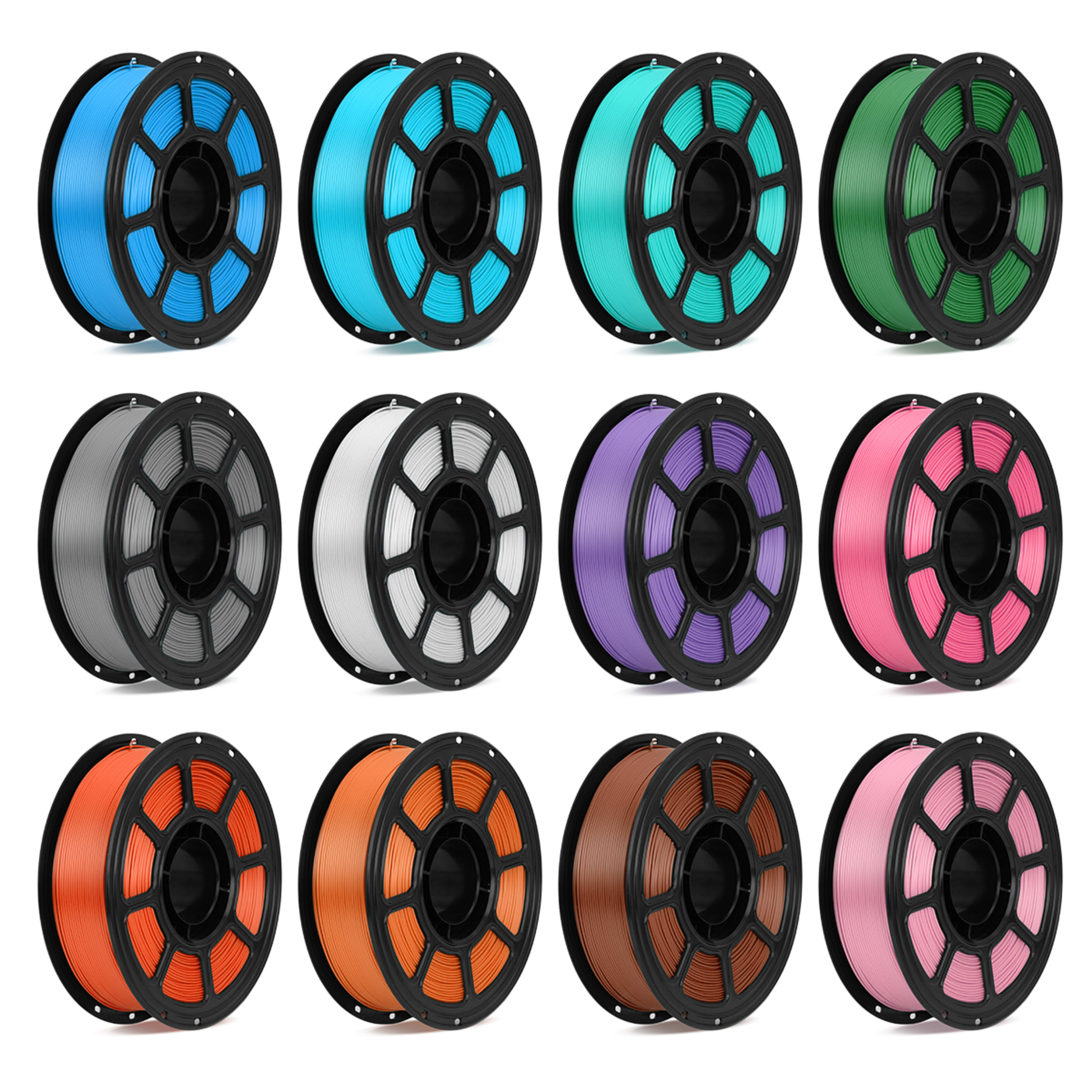 PLA 3D Printer Filament 12 Pack, 12 Colors Assorted Multicolor Filament Set, 1.75mm, 15.6kg Total Weight, Colorful Print
