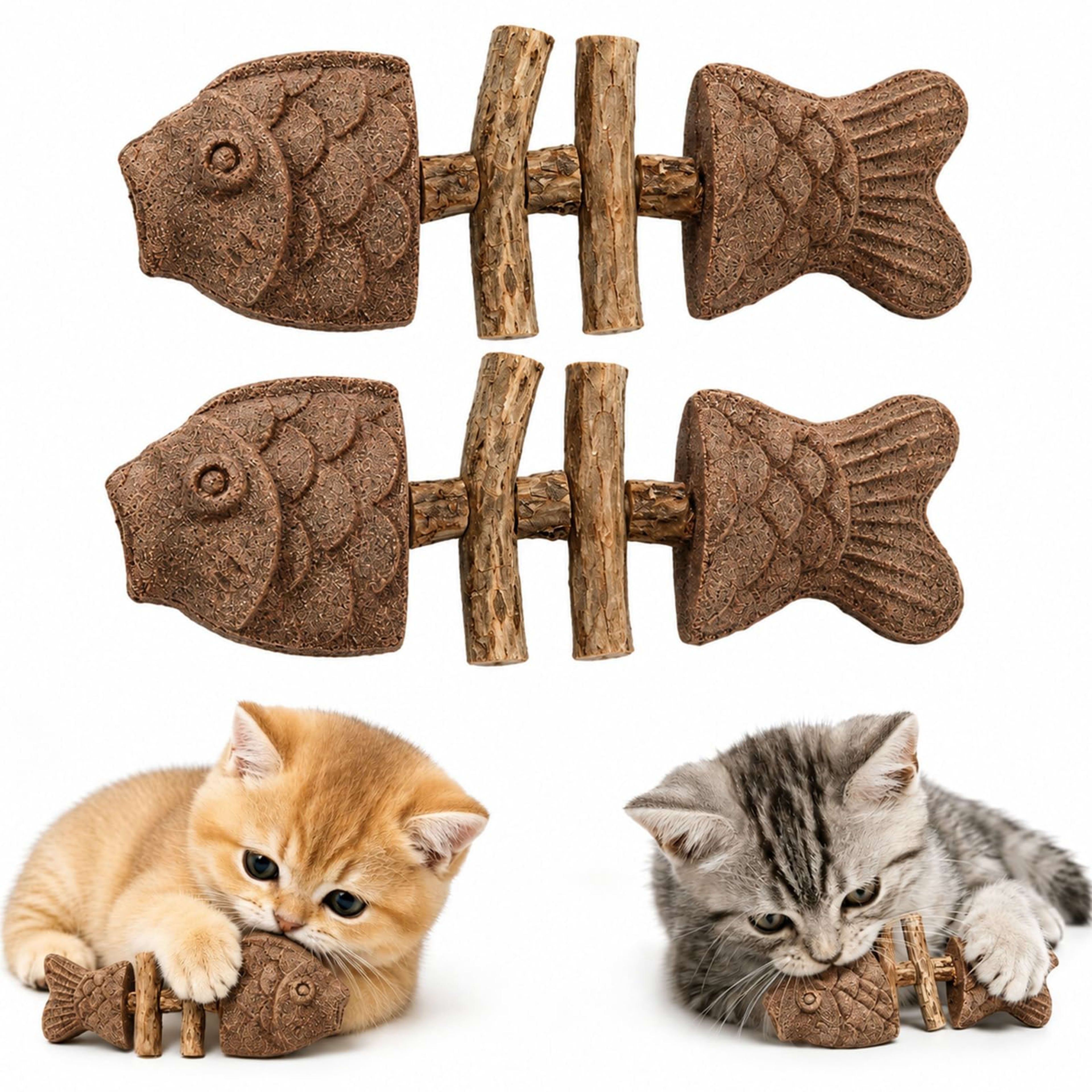 Catnip And Silvervine Chew, Natural Fishbone Chew Toy For Cats, Fishbone-Shaped Cat Dental Toy For Chewing, Licking, Paw 4