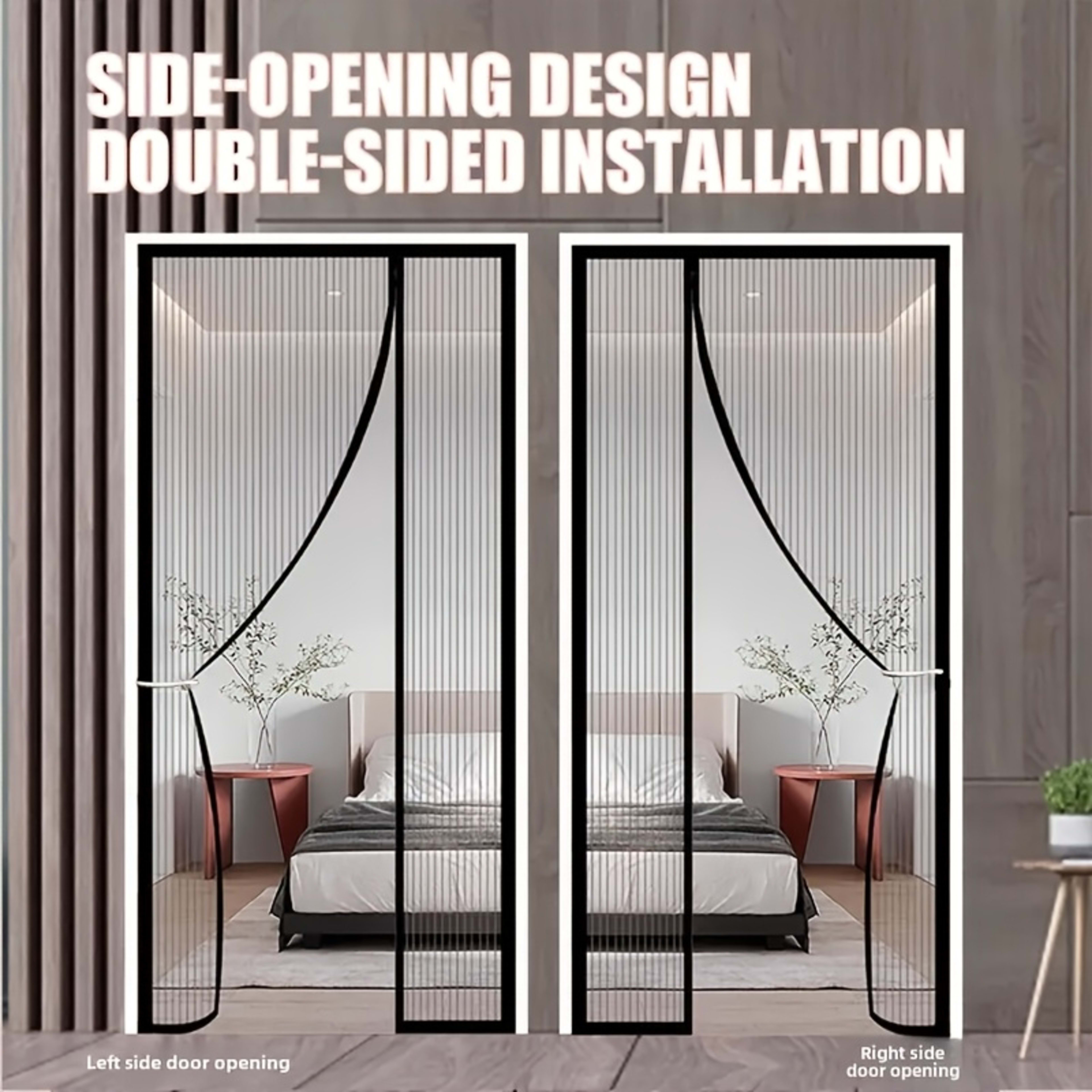 1pc Side-opening Magnetic Screen Door, Reversible Left And Right Design, With Hooks, Easy To Install, Prevents Insects F 9