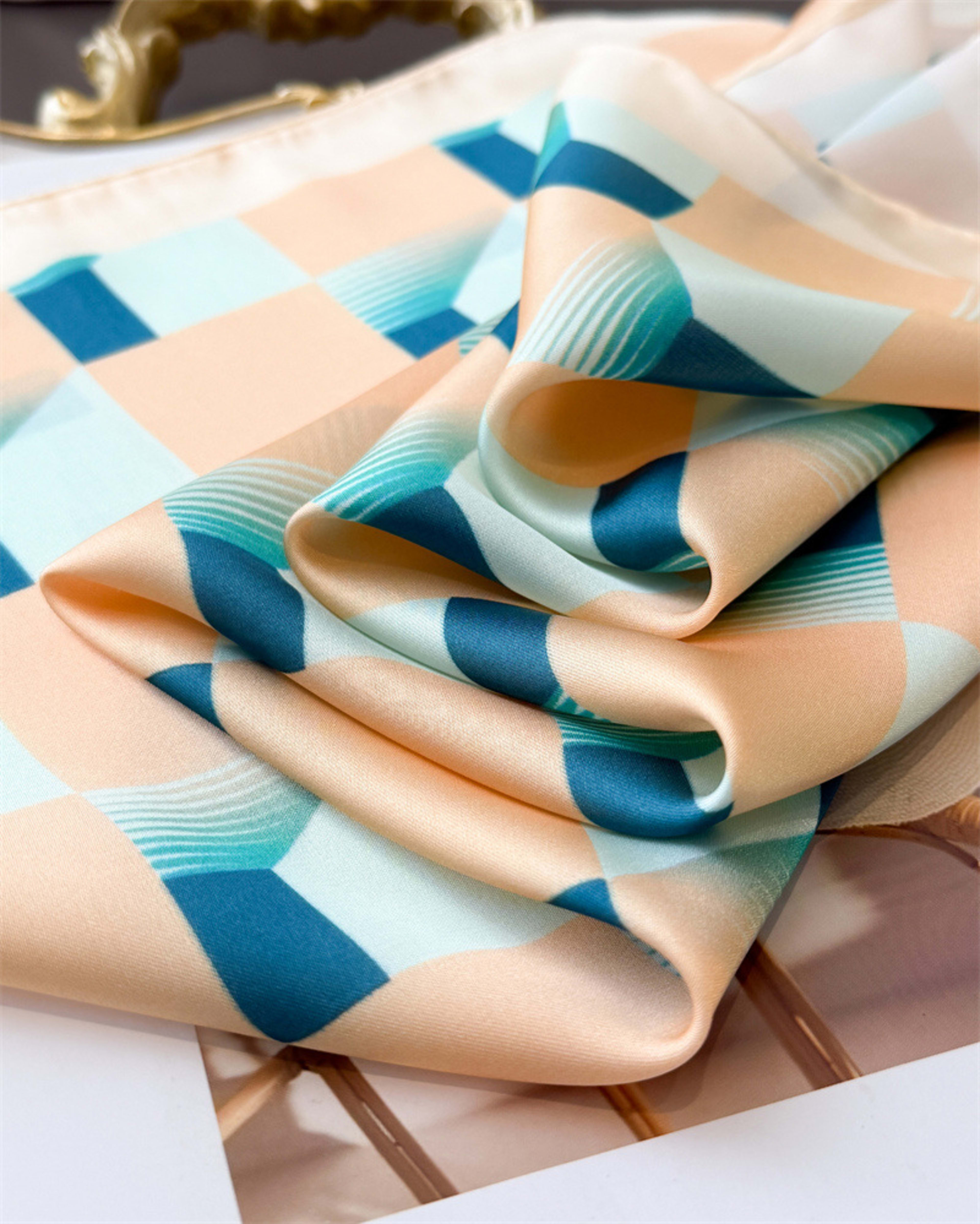 Korean-style Gentle Style Solid-checkered Wide Scarf With Multi-color Printed Fabric, Suitable For Women's Daily Wear As 2