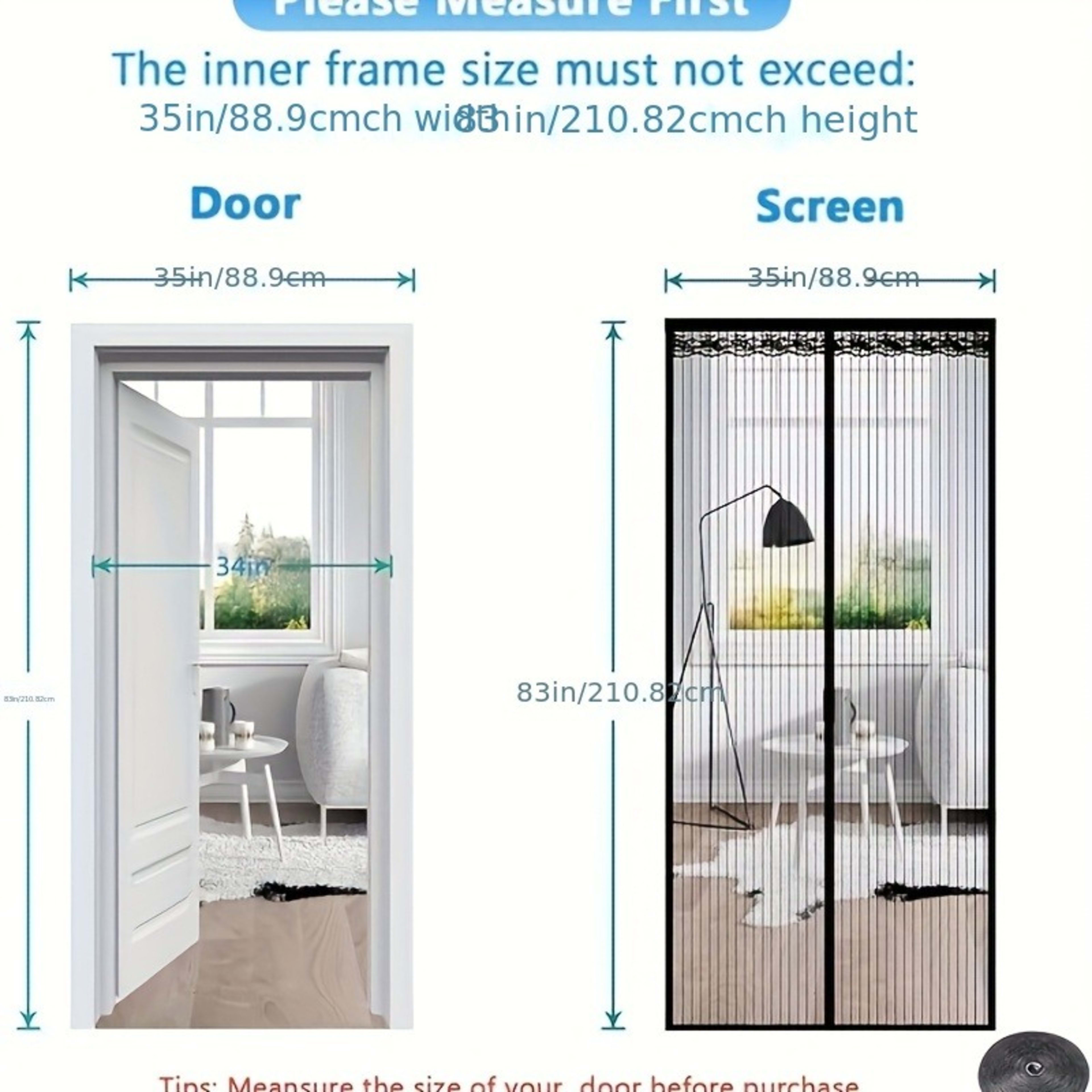 1 Easy-to-install Magnetic Screen Door - Pet-friendly, No-drill Mesh Curtain With Auto-close Feature, Durable And Weathe 10