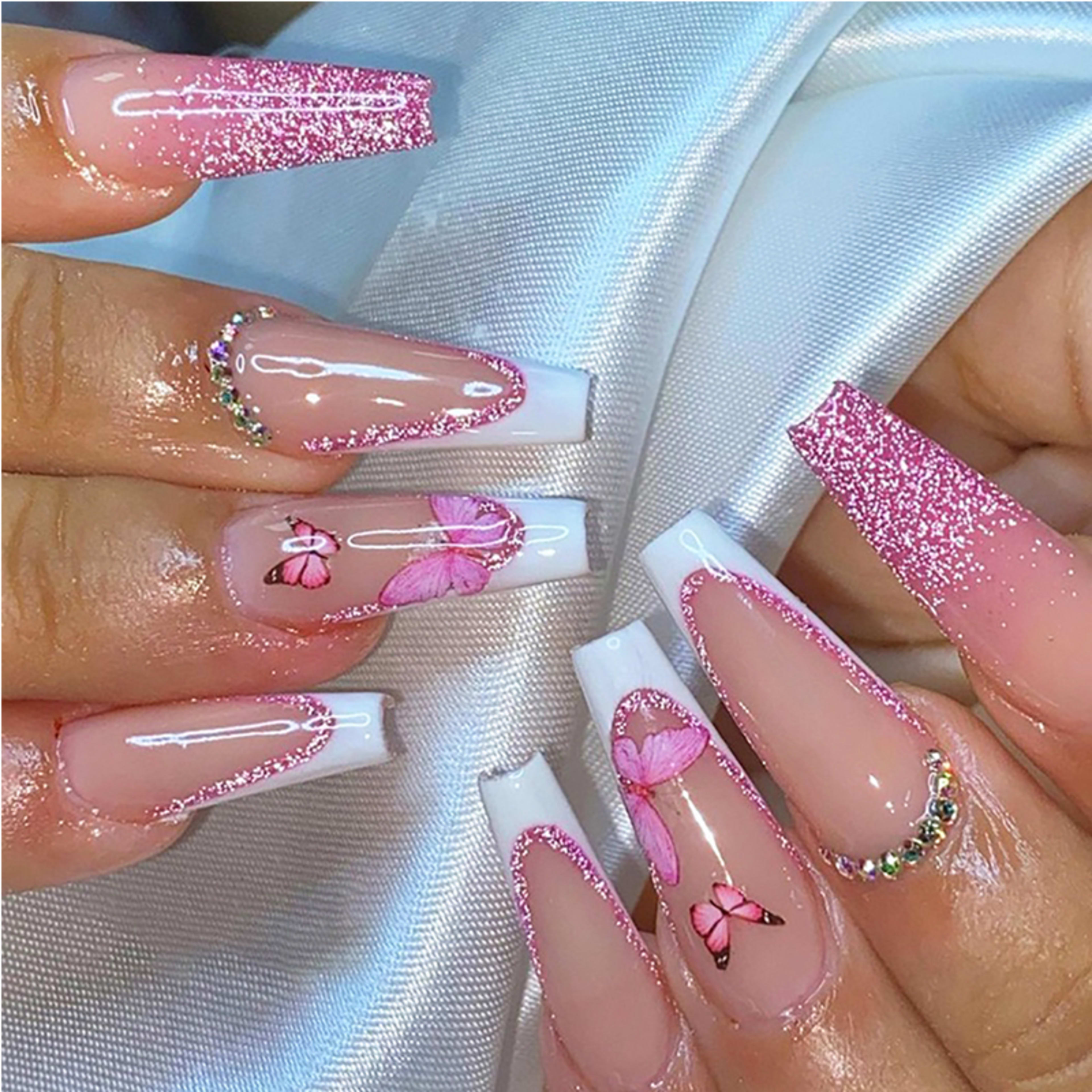 24 PCS Glitter Powder Butterfly Nail Art 5