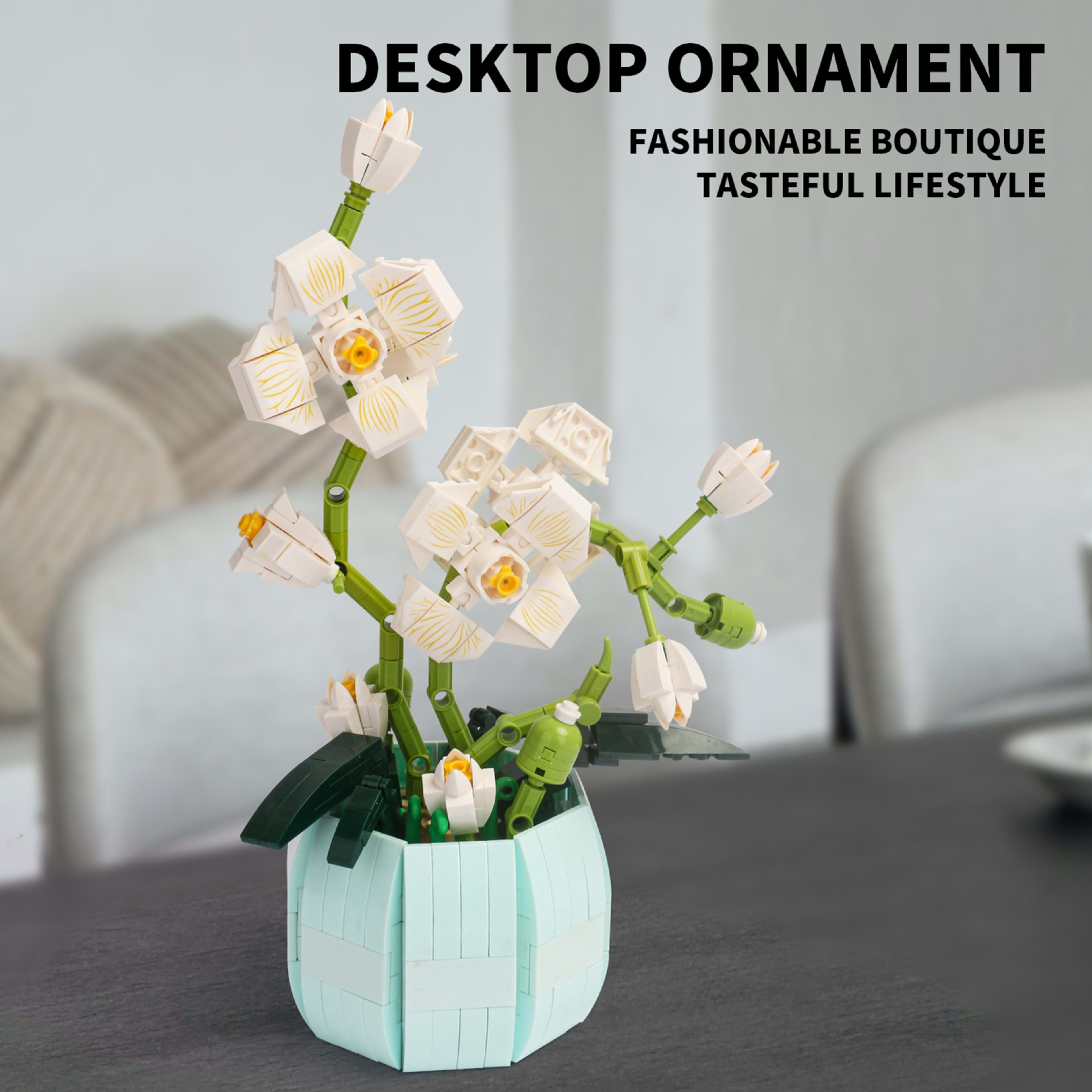 Flower Botanical Bonsai Building Set Freshing Color Orchid Bonsai Building Blocks Set For Home Decoration 8
