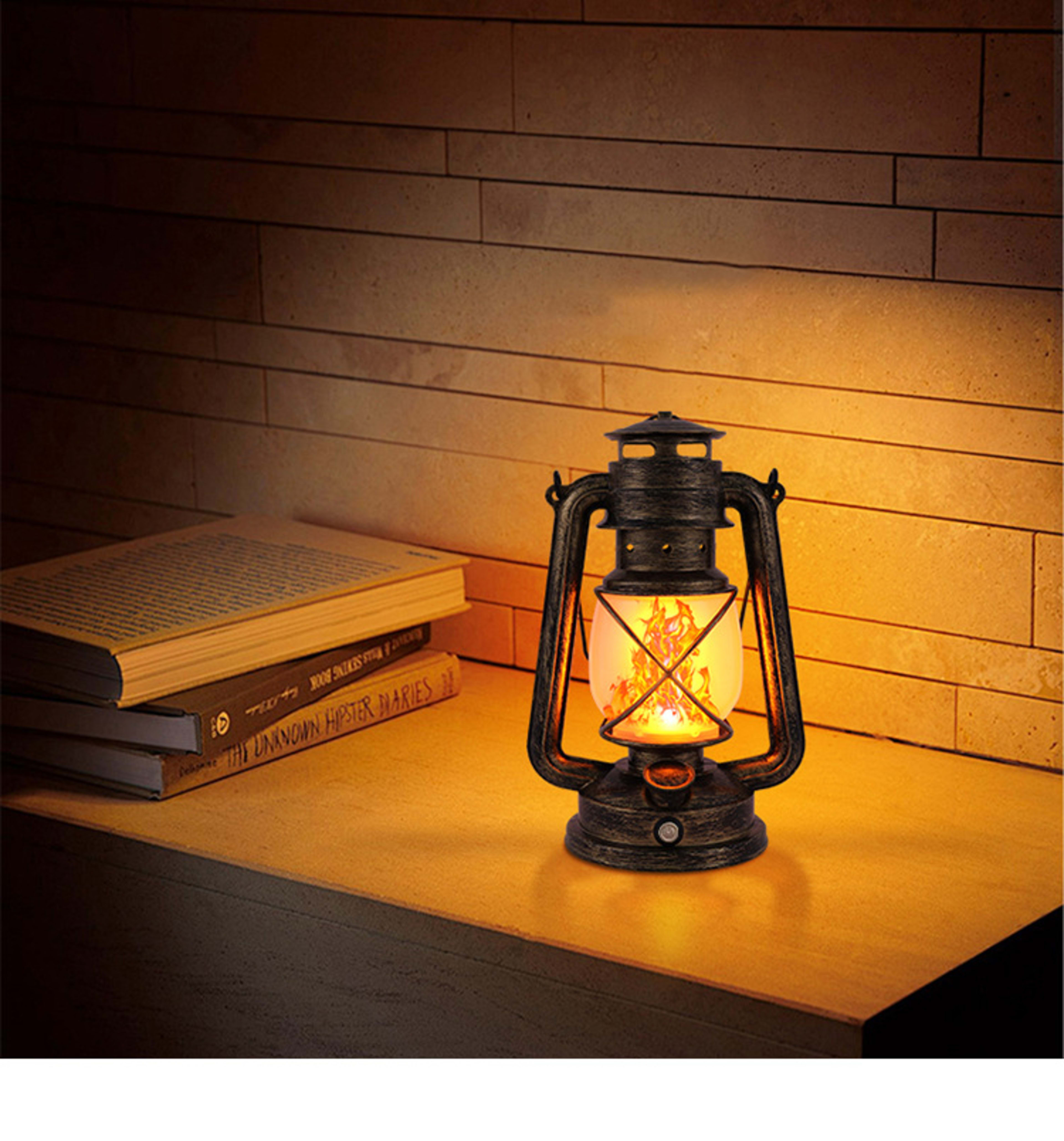 LED Rechargeable Table Lamp, Retro Flame Table Lamp For Outdoor Camping And Bars, Portable Hanging Retro Hurricane Lante