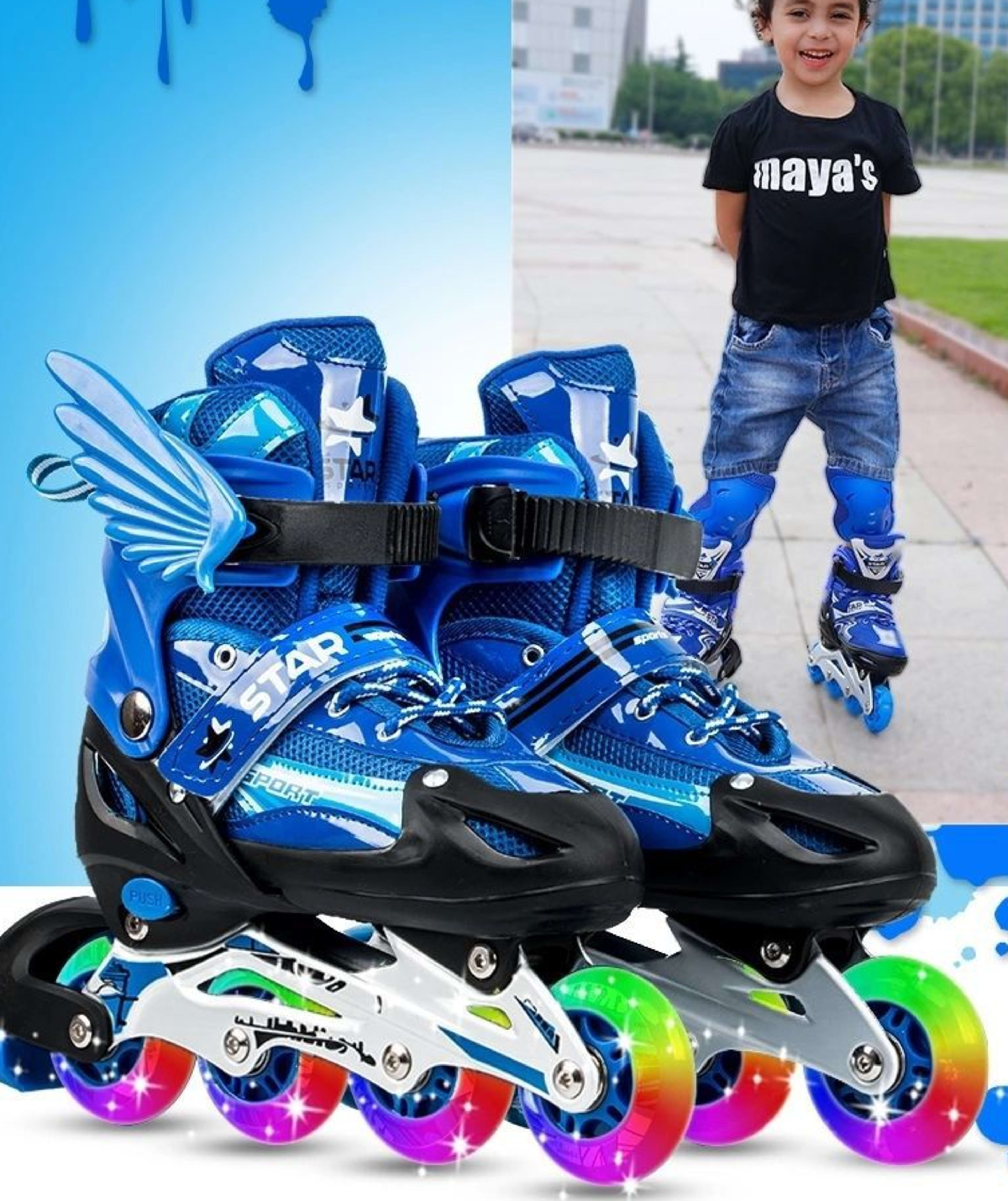 New Boy Girl Children Inline Skates Adjustable Size Flashing Roller Skating Boots for Kids 4