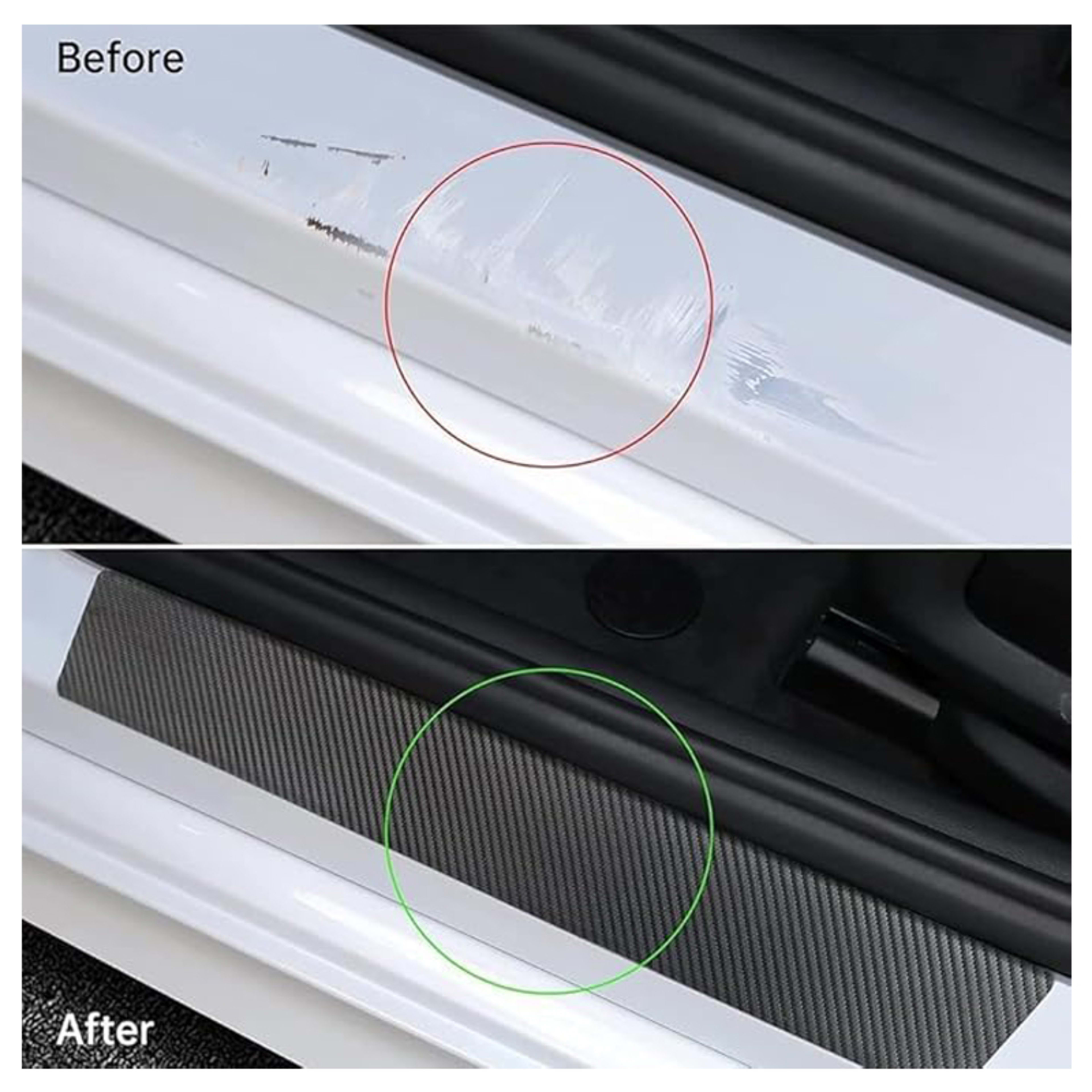 Carbon Car Door Sills Protector, Car Door Threshold Protection, Automotive Door Entry Guard 4 Pcs Universal Rubber Scrat 3