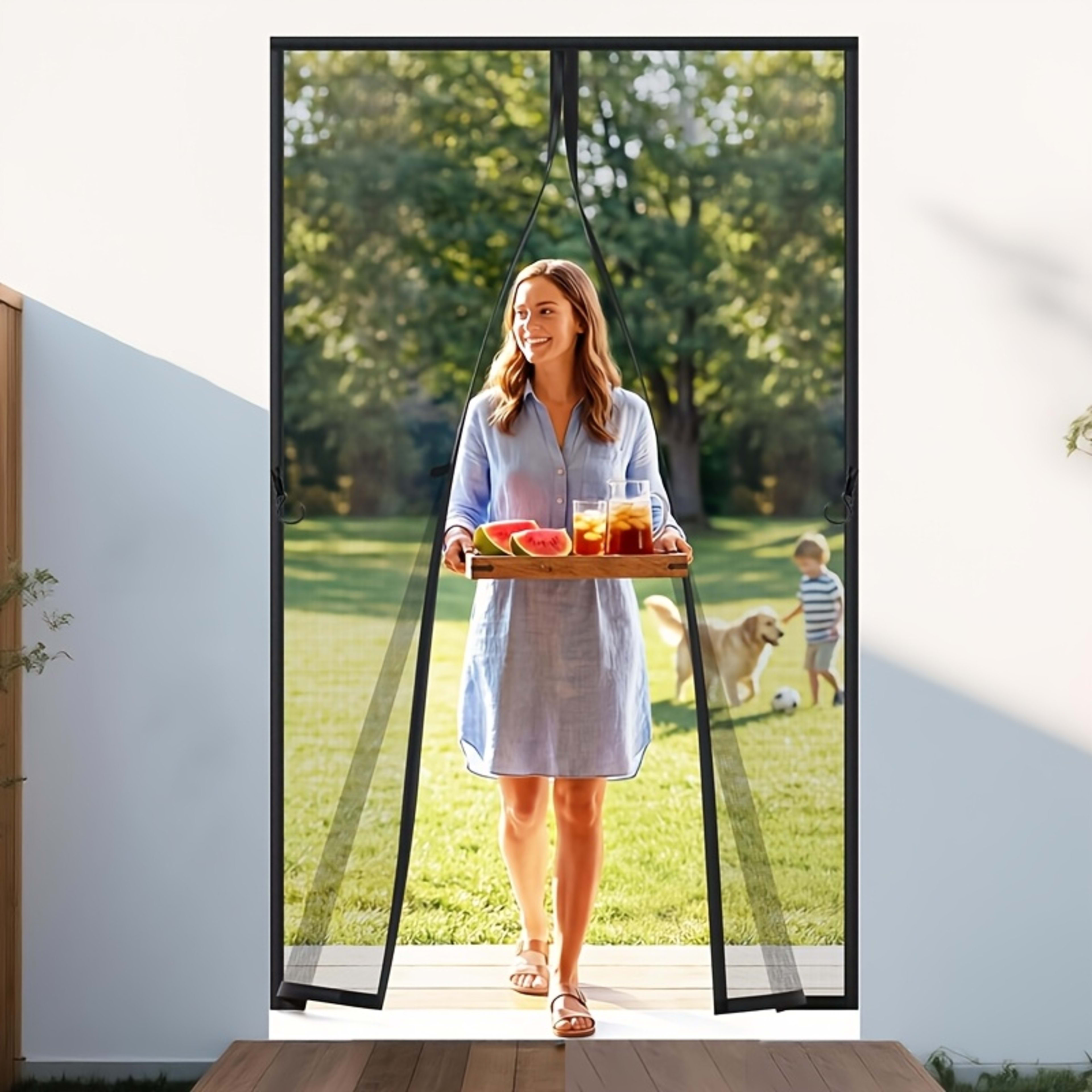The Magnetic Screen Door Comes With Strong Adhesive Velcro, Easy To Install Without Tools. The Fine Mesh Keeps Out Mosqu 6