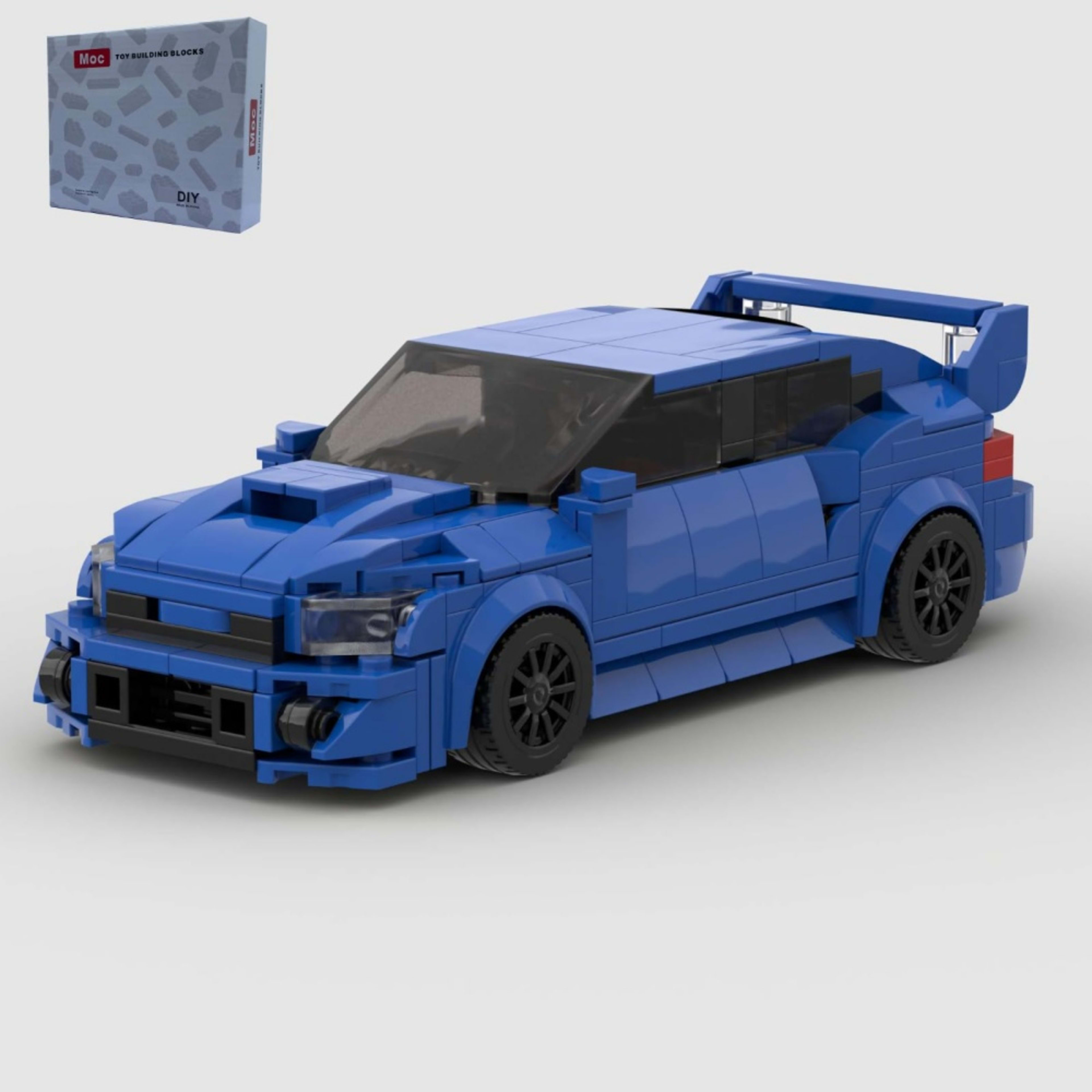 303PCS Blue JDM Rally Car Building Blocks, WRX STI Inspired Sports Sedan Toy With Rear Wing Kit For Kids 6 And Adults ,C 2