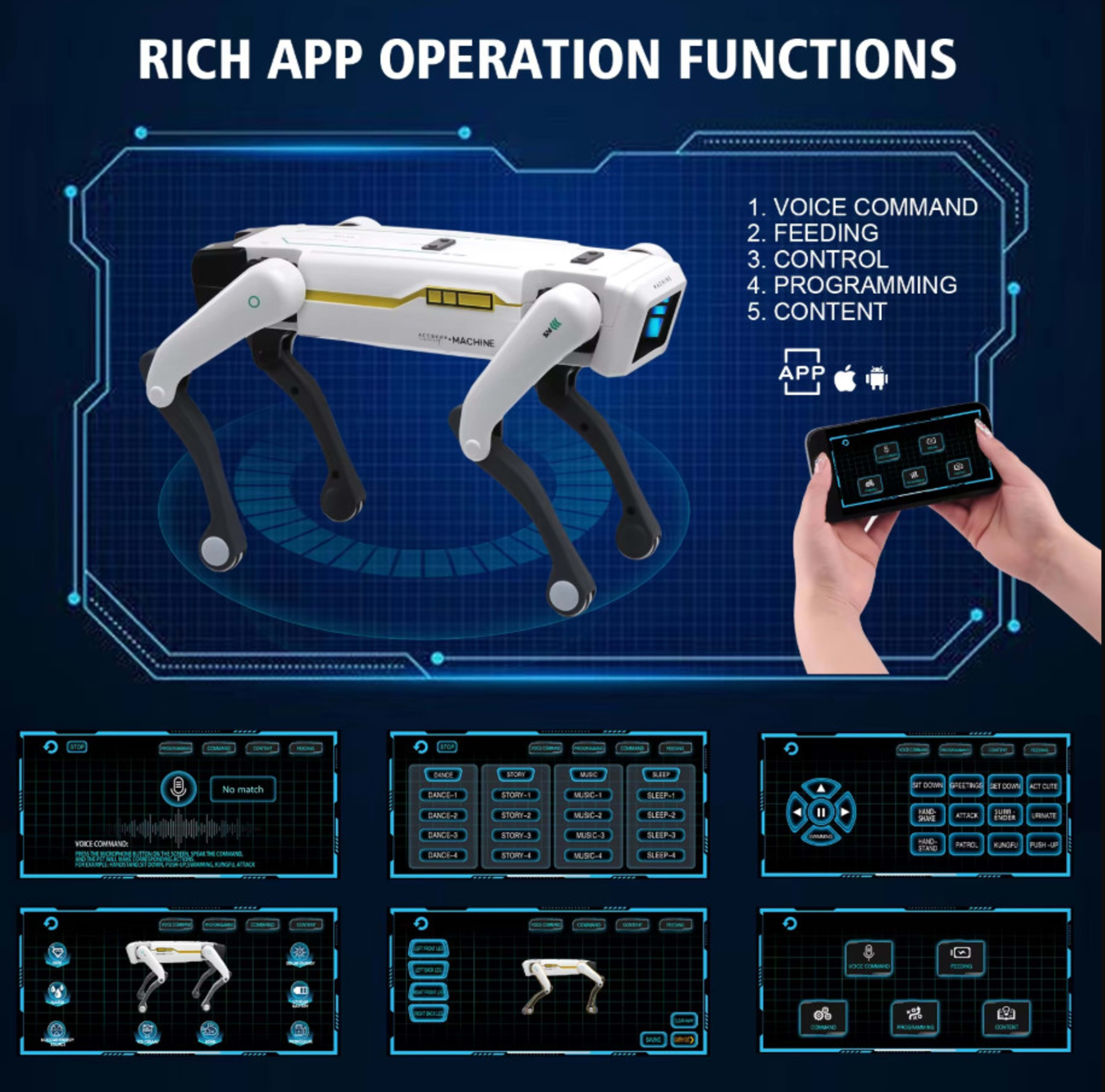 Intelligent AI RC Robot Dog Voice Dialogue APP Remote Control Programming Singin 7