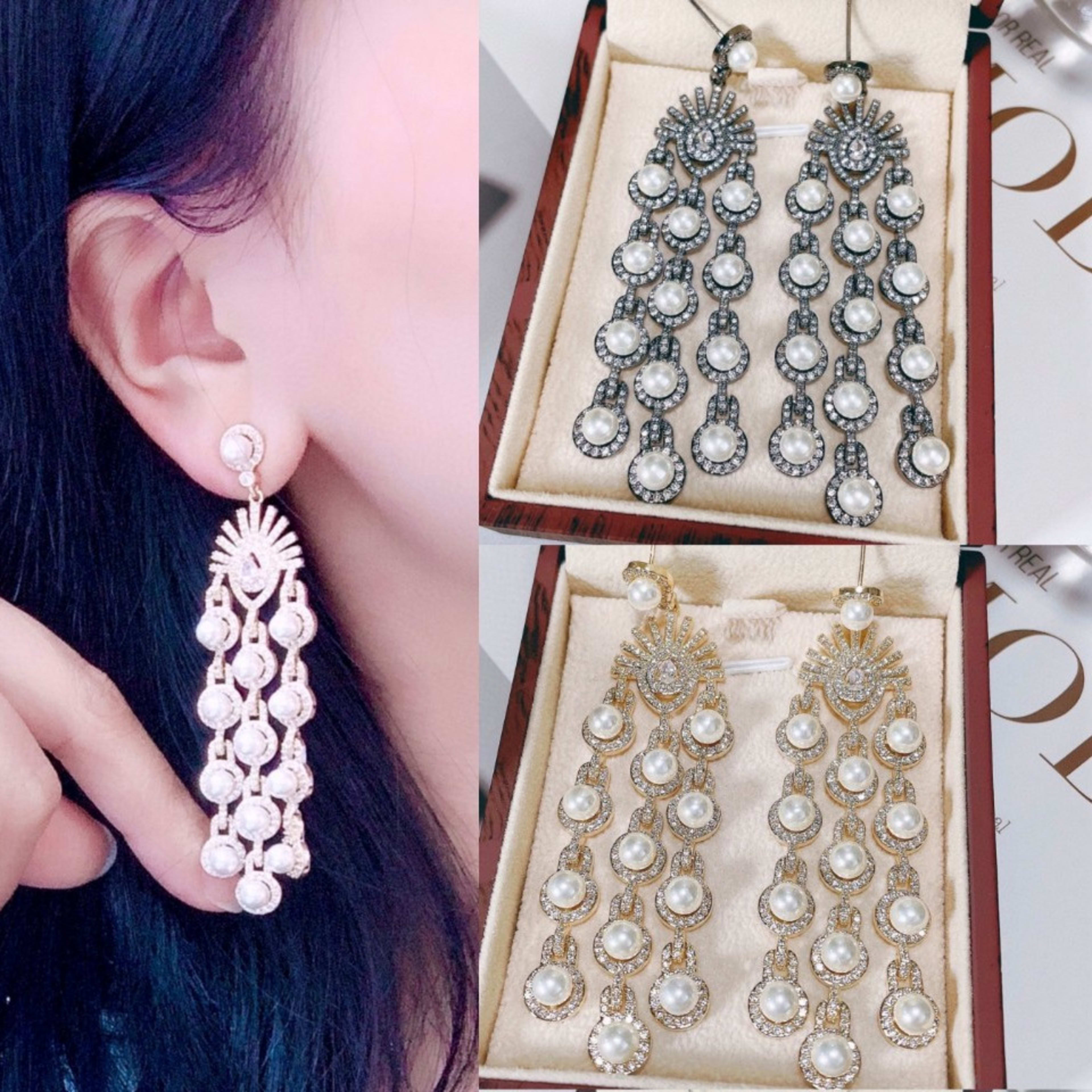 Micro Inlay Zircon Style Beaded Fringe Earrings 5