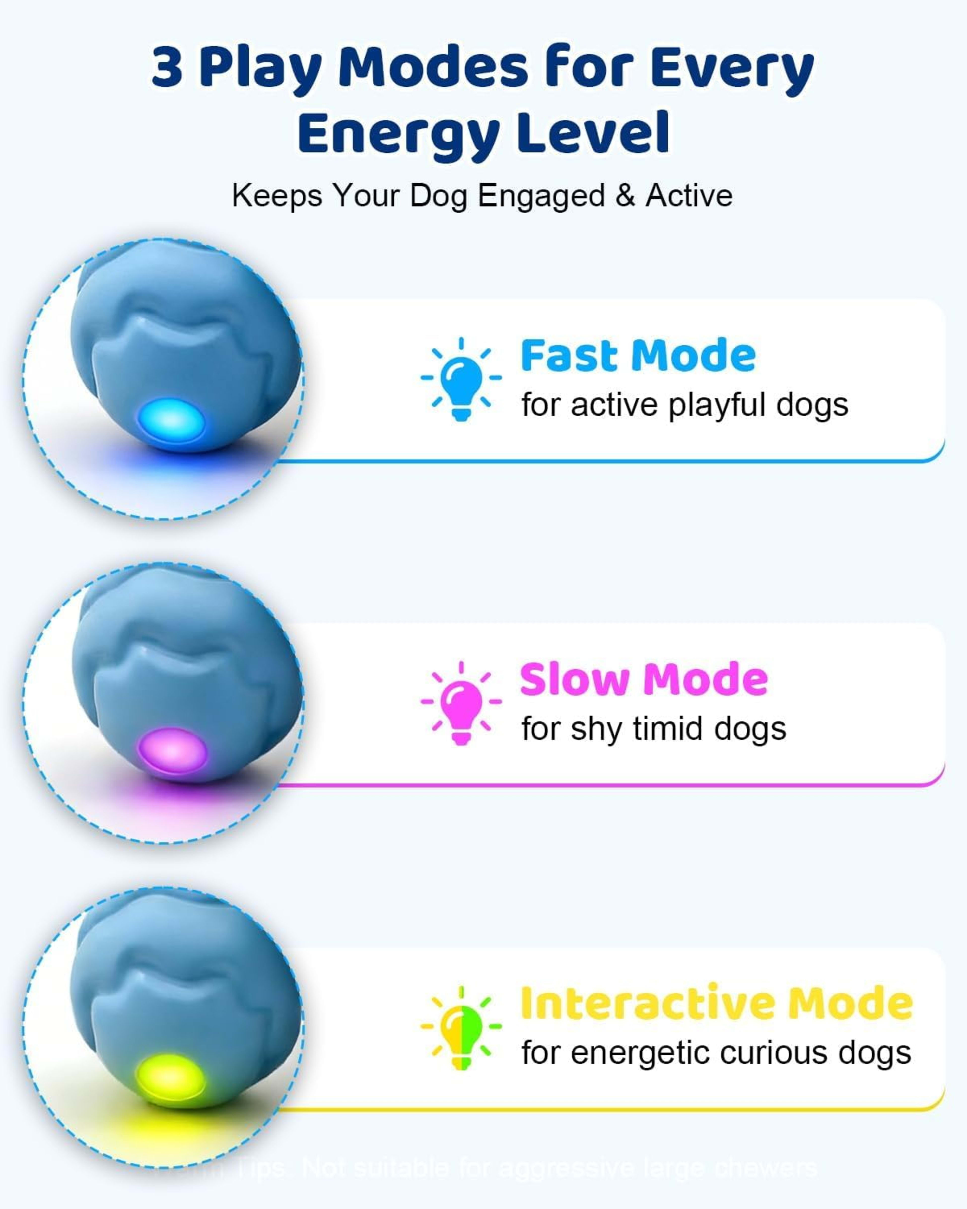 Interactive Dog Toys With Rope -Smart Dog Ball Built-in Barking Sound, Motion Activated USB-C Rechargeable Dog Toy With  4