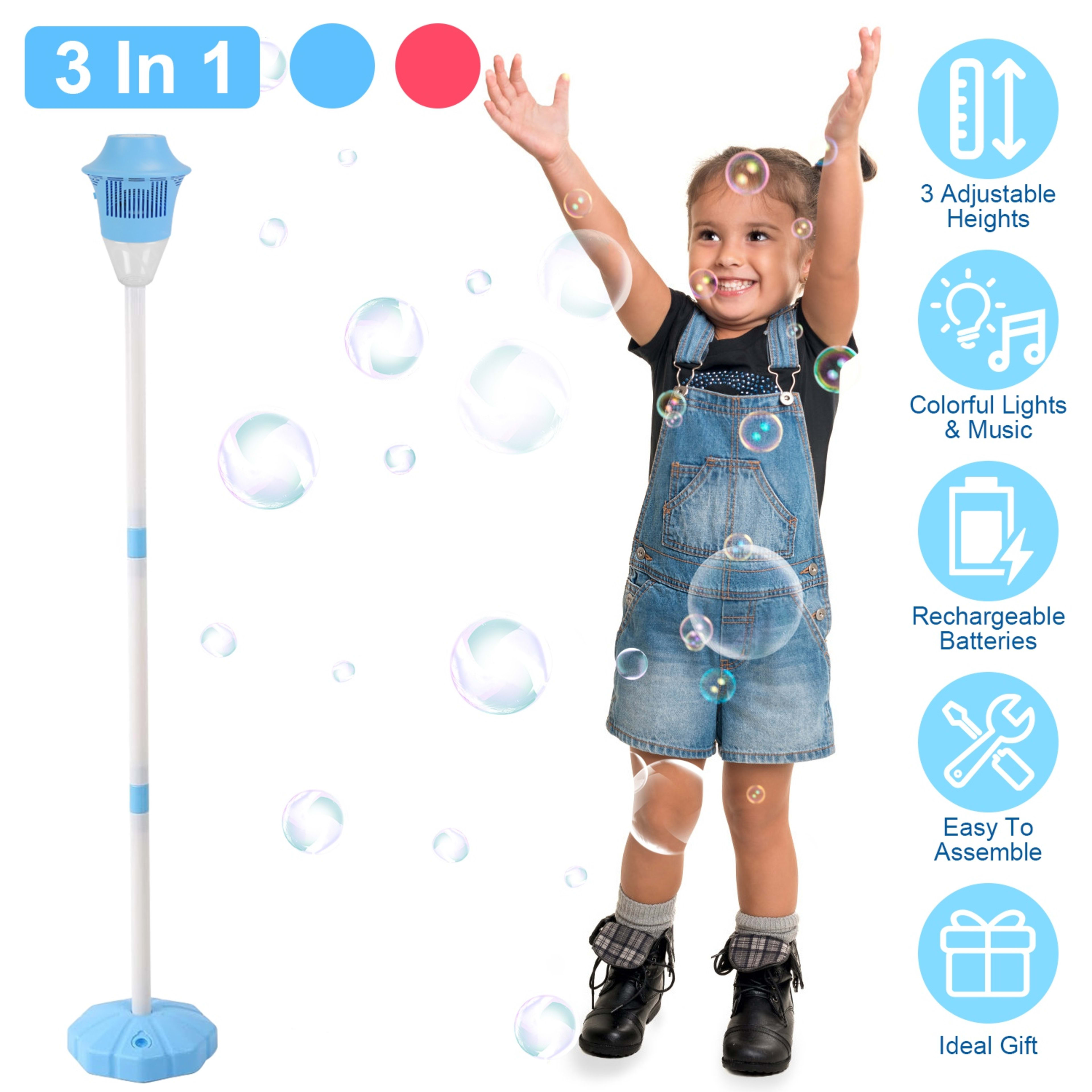 1Pc 3 In 1 Standing Bubble Machine With Colorful Lights And Music Rechargeable Bubble Maker Stand With 2 Modes 3 Adjusta 14