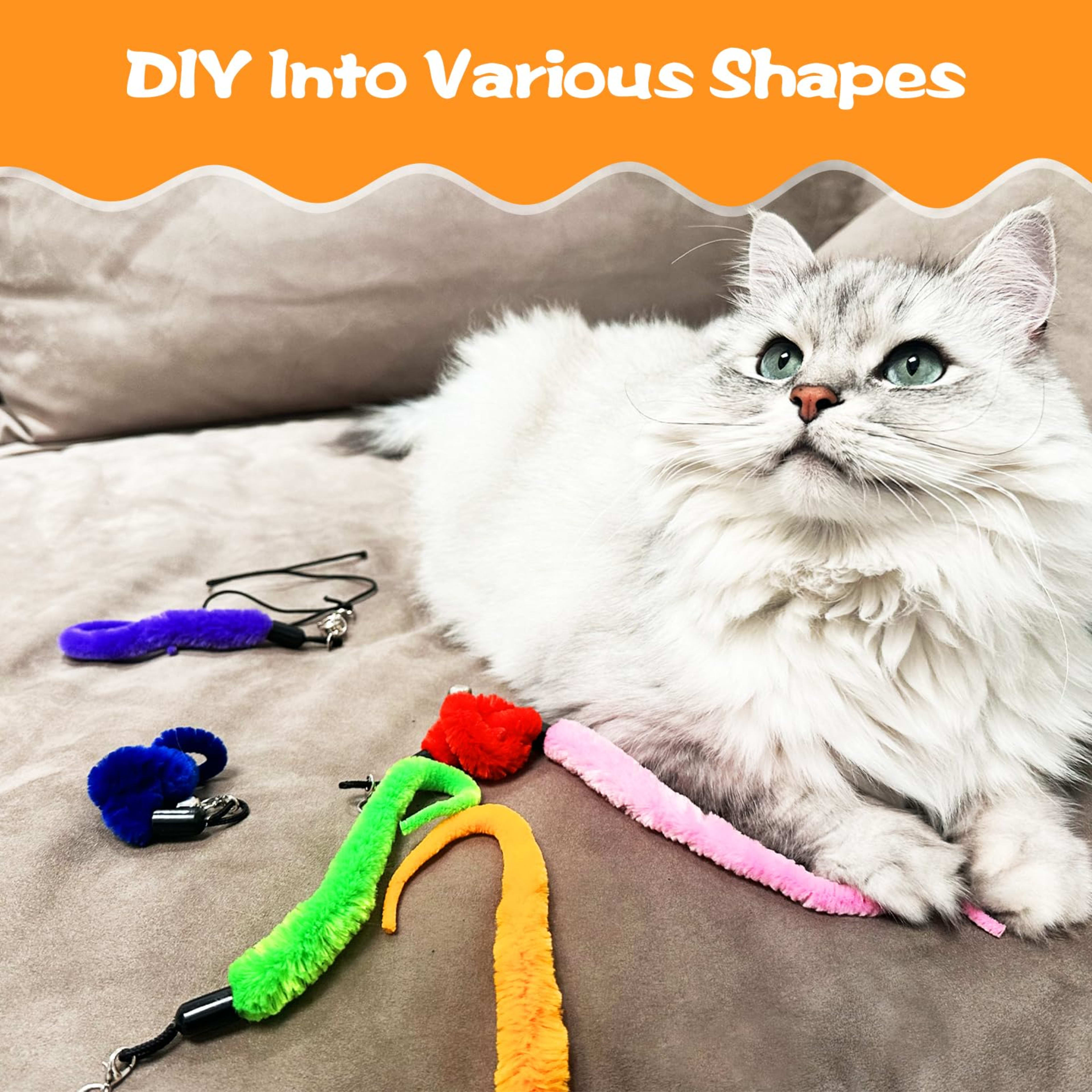 10PCS Cat Worm Toy, Cat Wand Attachment Fuzzy Worm Toys Refill With 1PCS Black String For Wand Replacement, Interactive  5