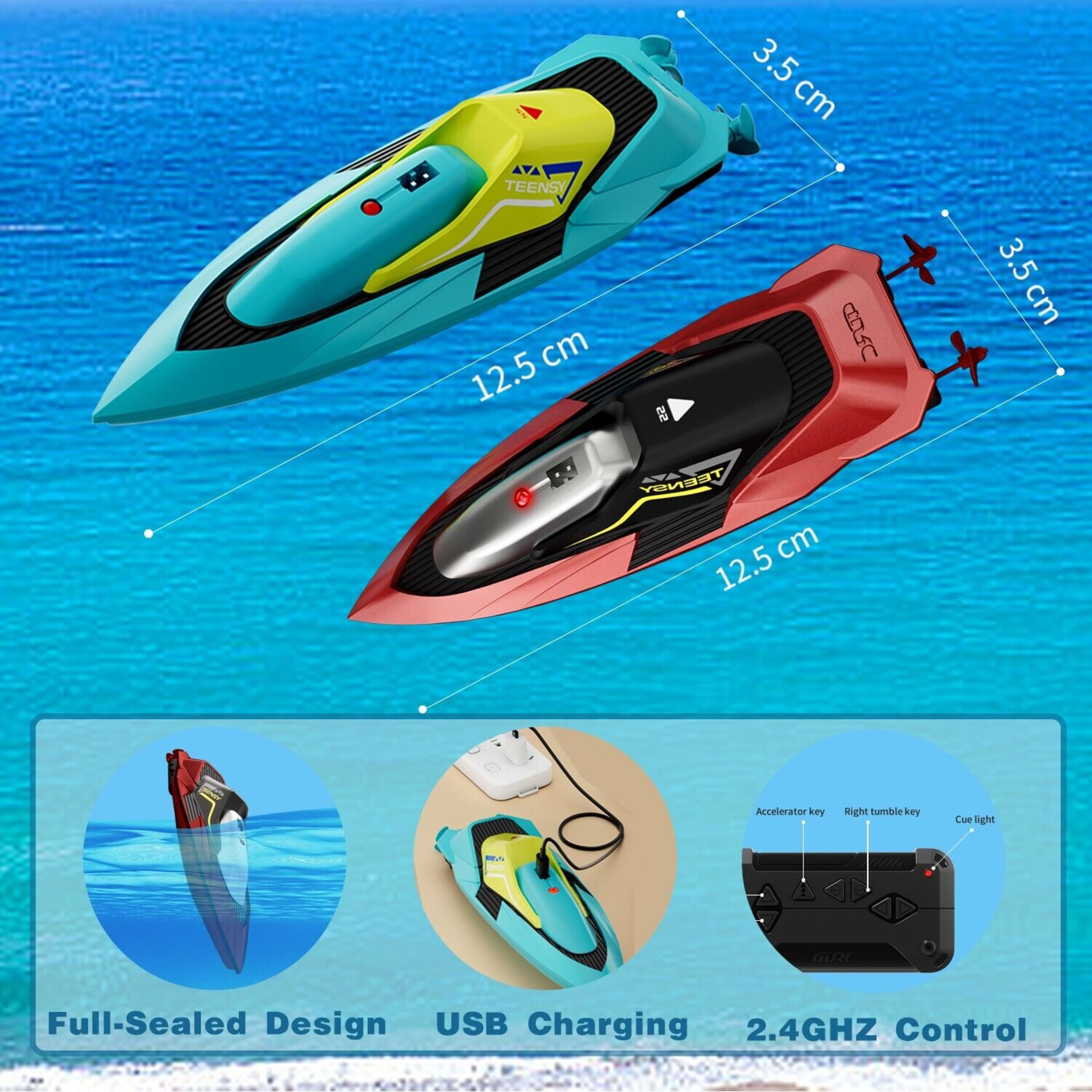 4DRC S5 Fast RC Boat For Pools And Lakes, 2.4 GHz 20- MPH Racing Boats For Kids 9