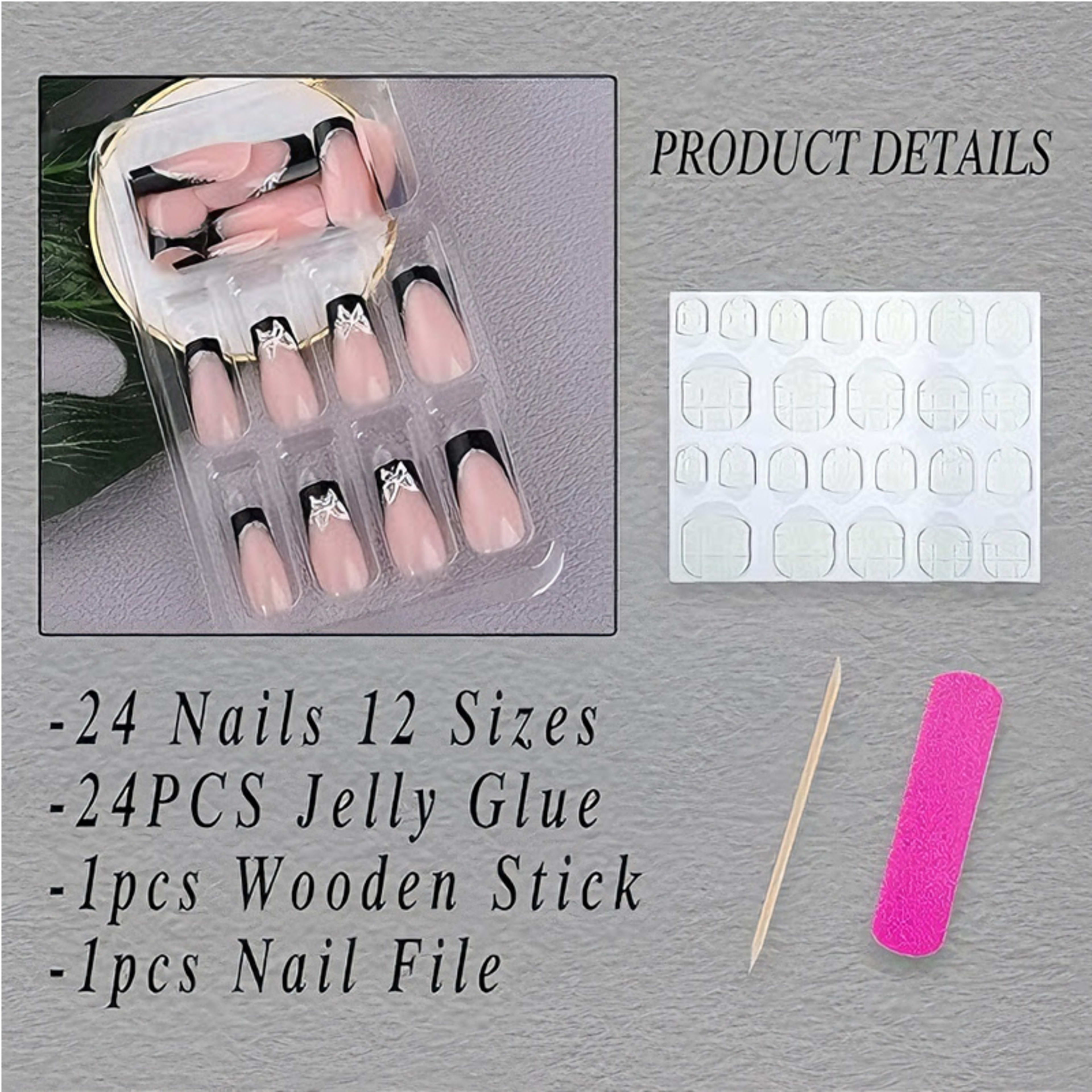 24 PCS Black P Ink Butterfly Nail Art 3