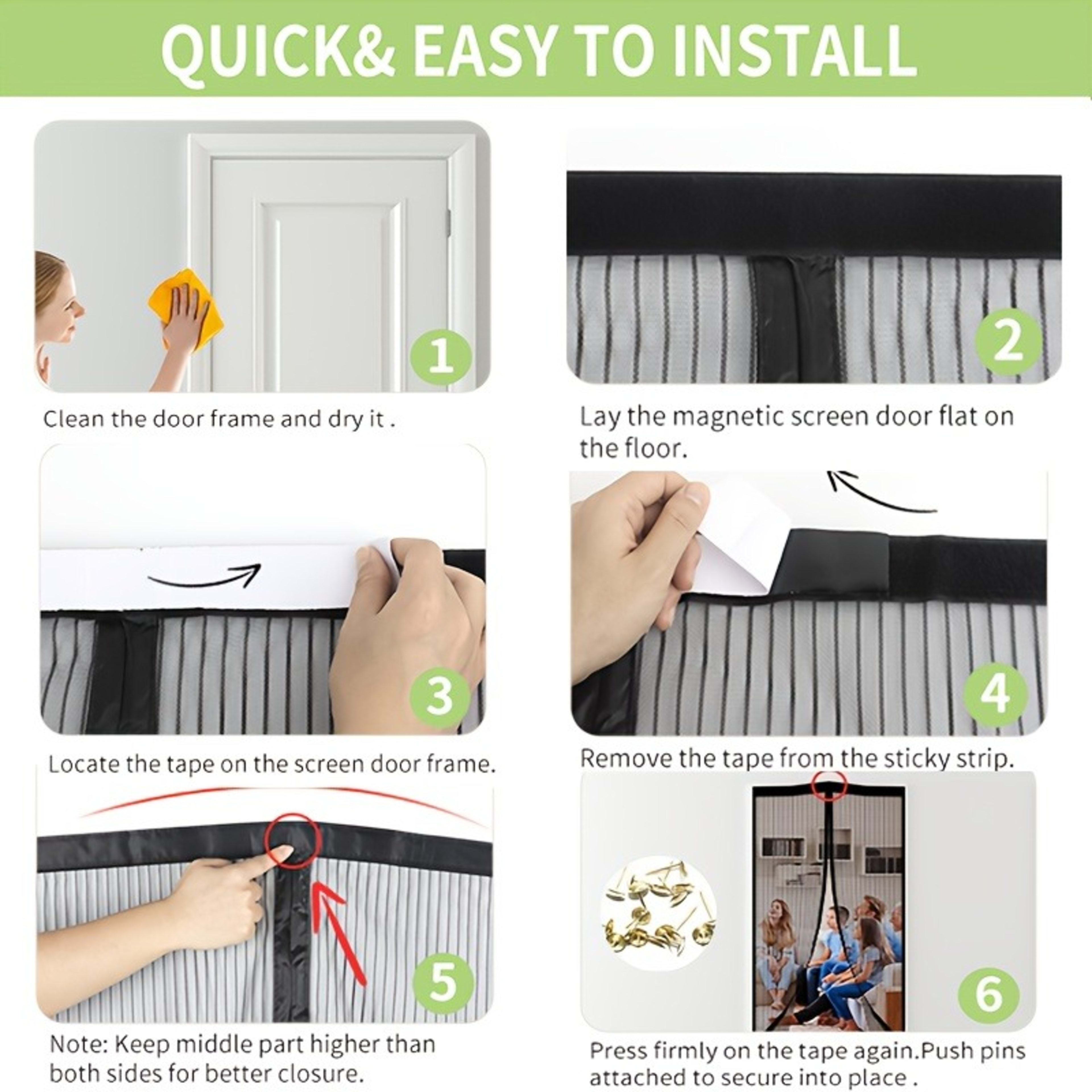 Automatic Self Closing Magnetic Screen Door  Heavy Duty Magnetic Closure, No Drilling Required, Suitable For Indoor Outd 10