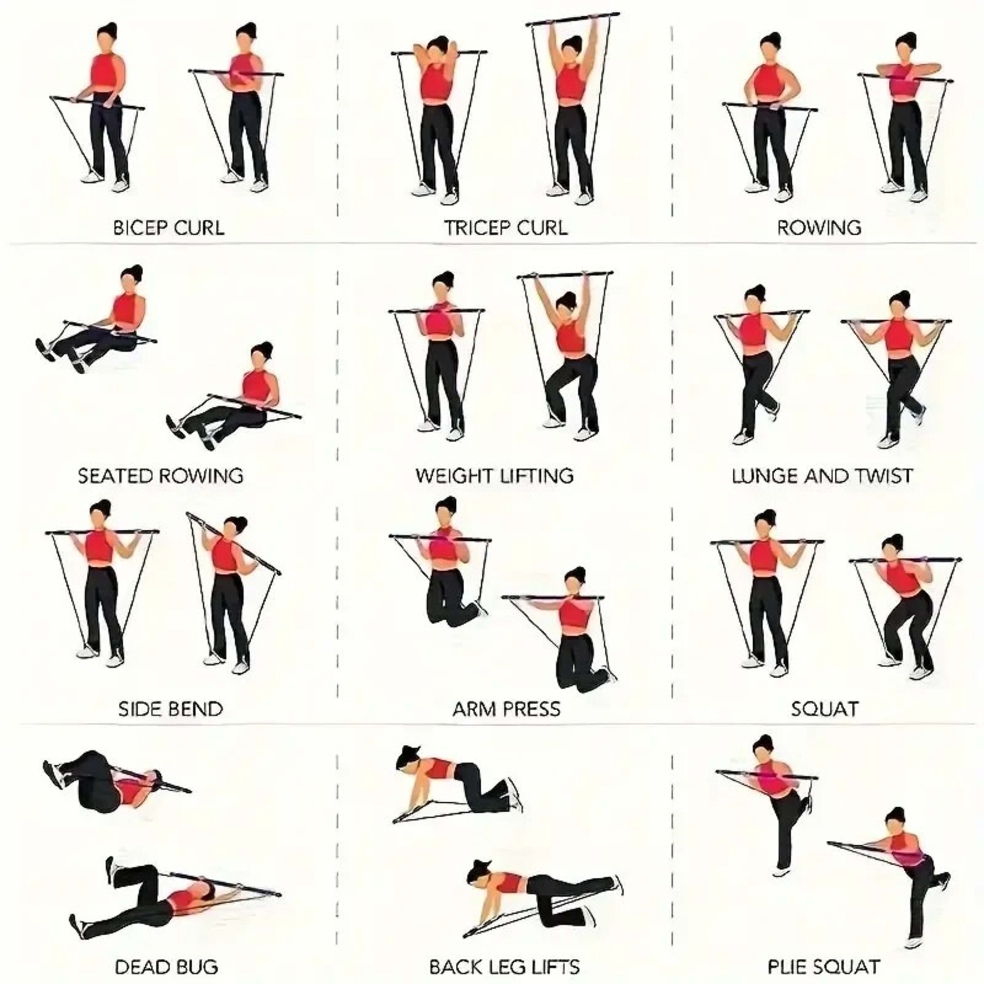 Pilates Bar Kit With 6 Resistance Bands Home Gym Fitness Training Workout Set 8