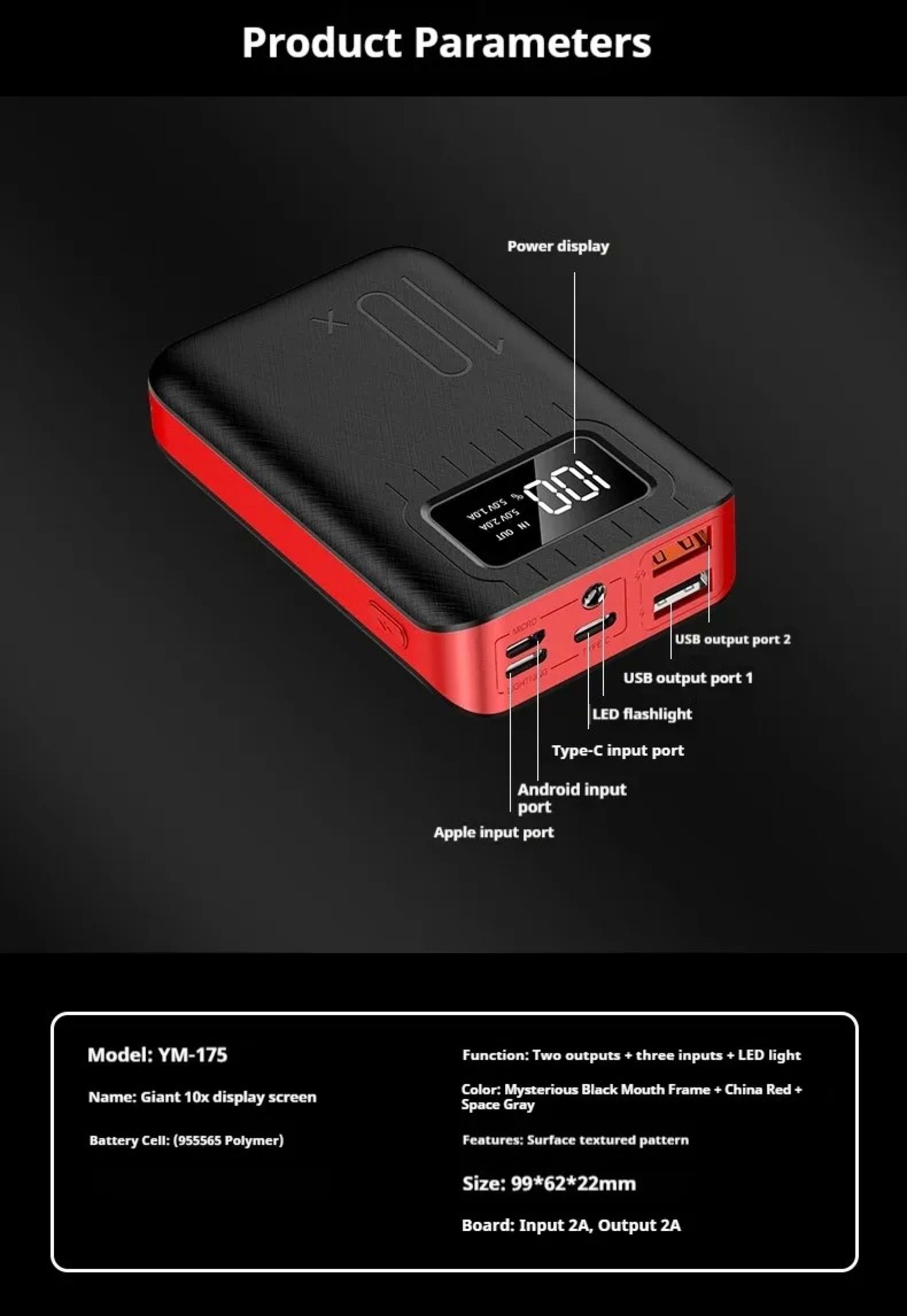 Portable Power Bank With High Capacity 10000 MAhAnd Fast Charging Function, Compatible With IPhone And Samsung. 7